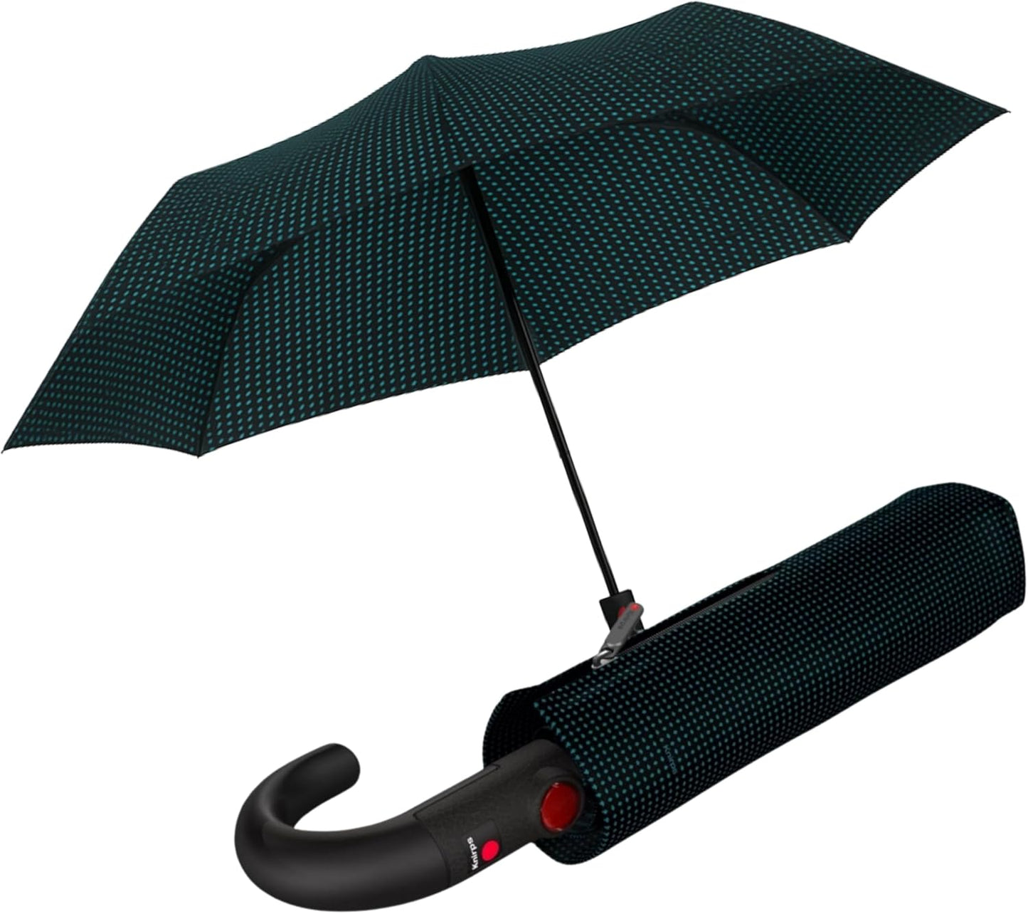 Knirps T.260 Medium Automatic Open Close Rain Umbrella with Curved Handle and Carrying Case - Compact Windproof Travel Umbrellas for Adults, 97cm Diamteter
