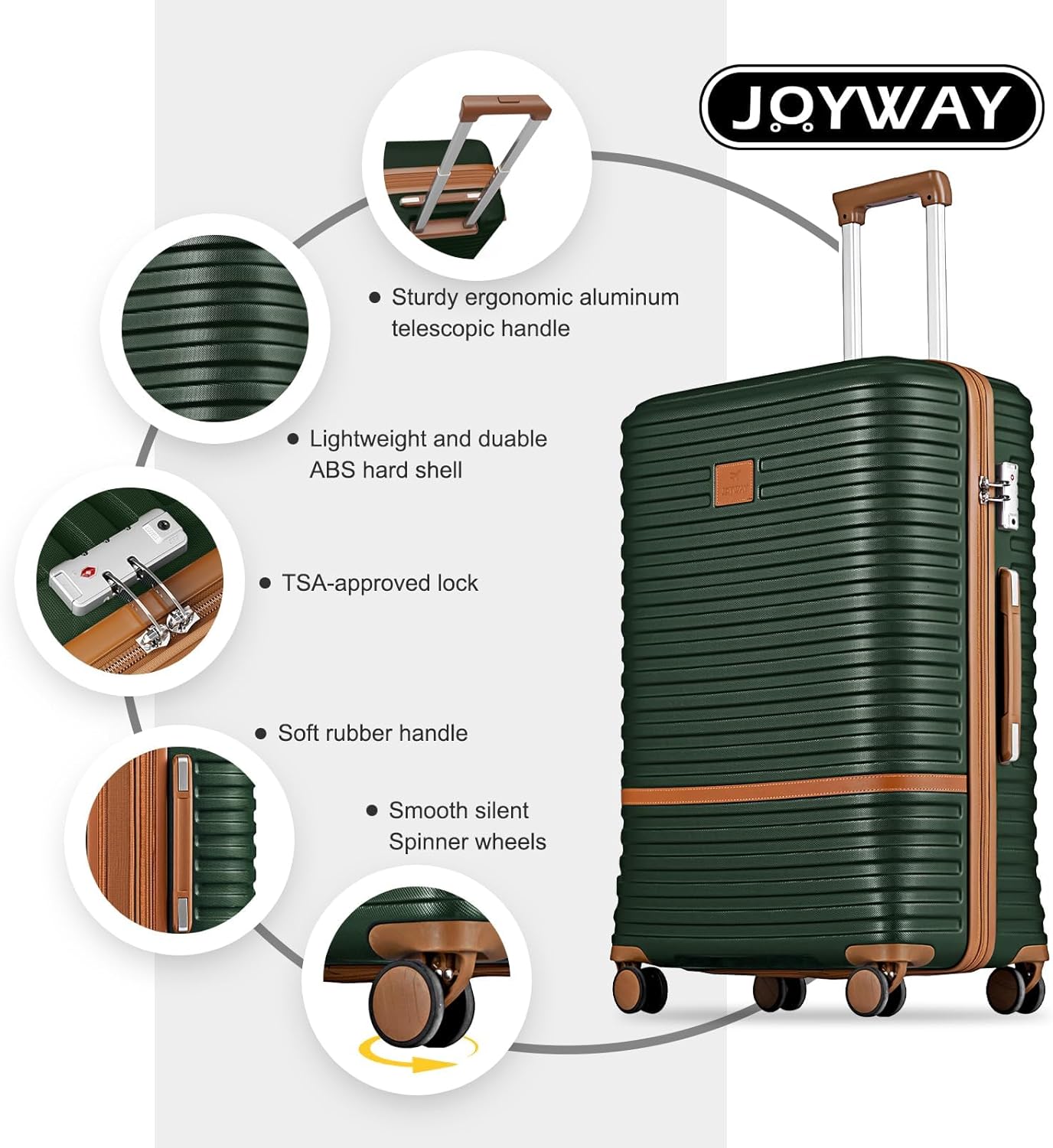 Joyway Expandable Luggage Sets 5 Piece, Lightweight Hard Shell Travel Suitcase Set with Spinner