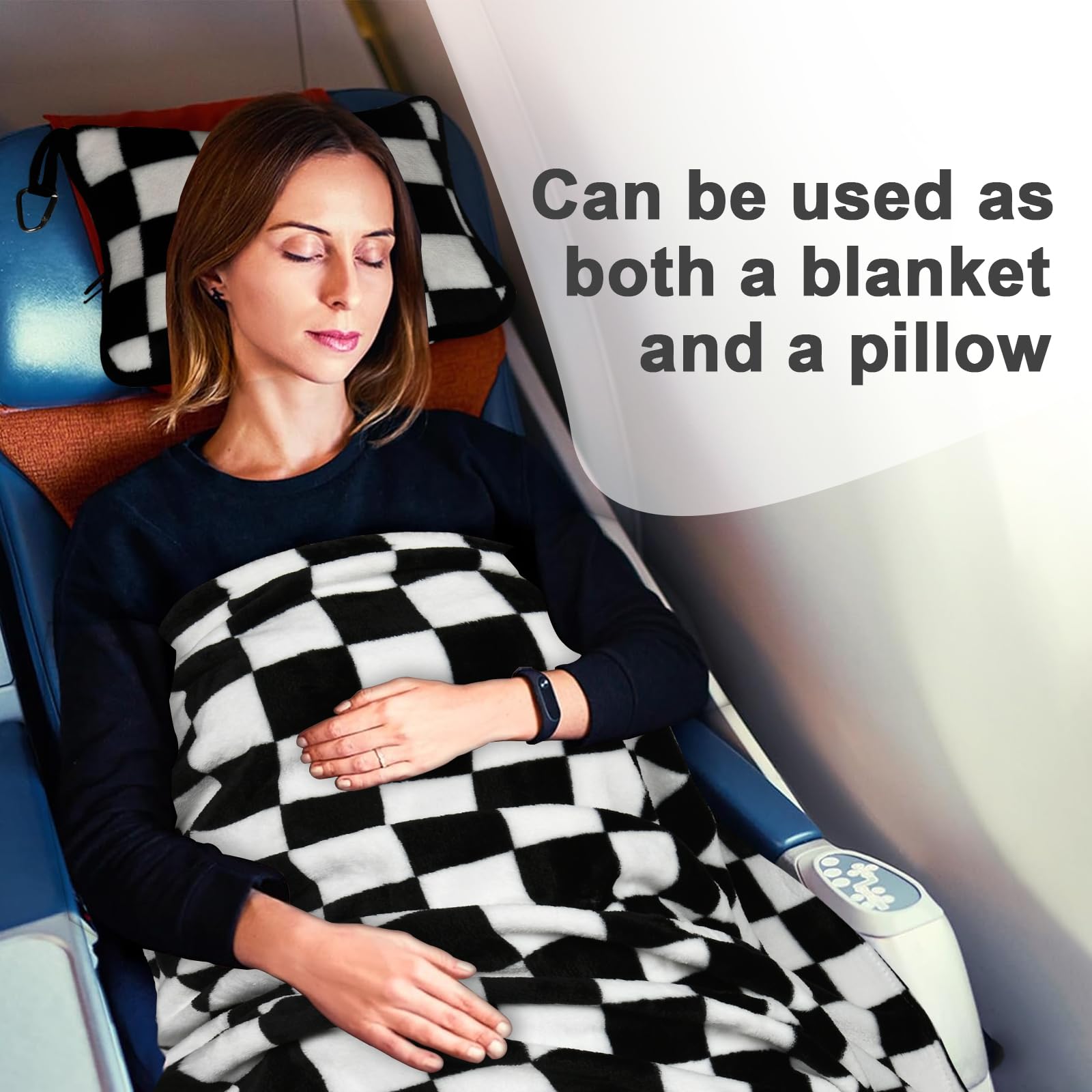 Travel Blanket and Pillow Compact, Premium Soft 2 in 1 Airplane Blanket with Soft Bag