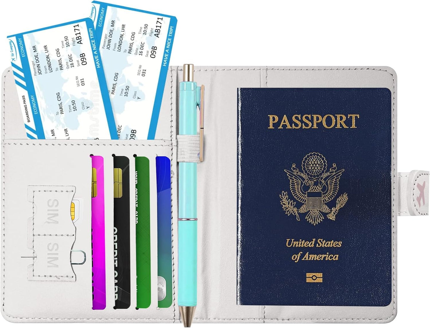 Passport Holder, Travel Wallet Cover with Pen Loop | Cute RFID Blocking Leather Case with Magnetic Closure for Travel Essentials-Sweet