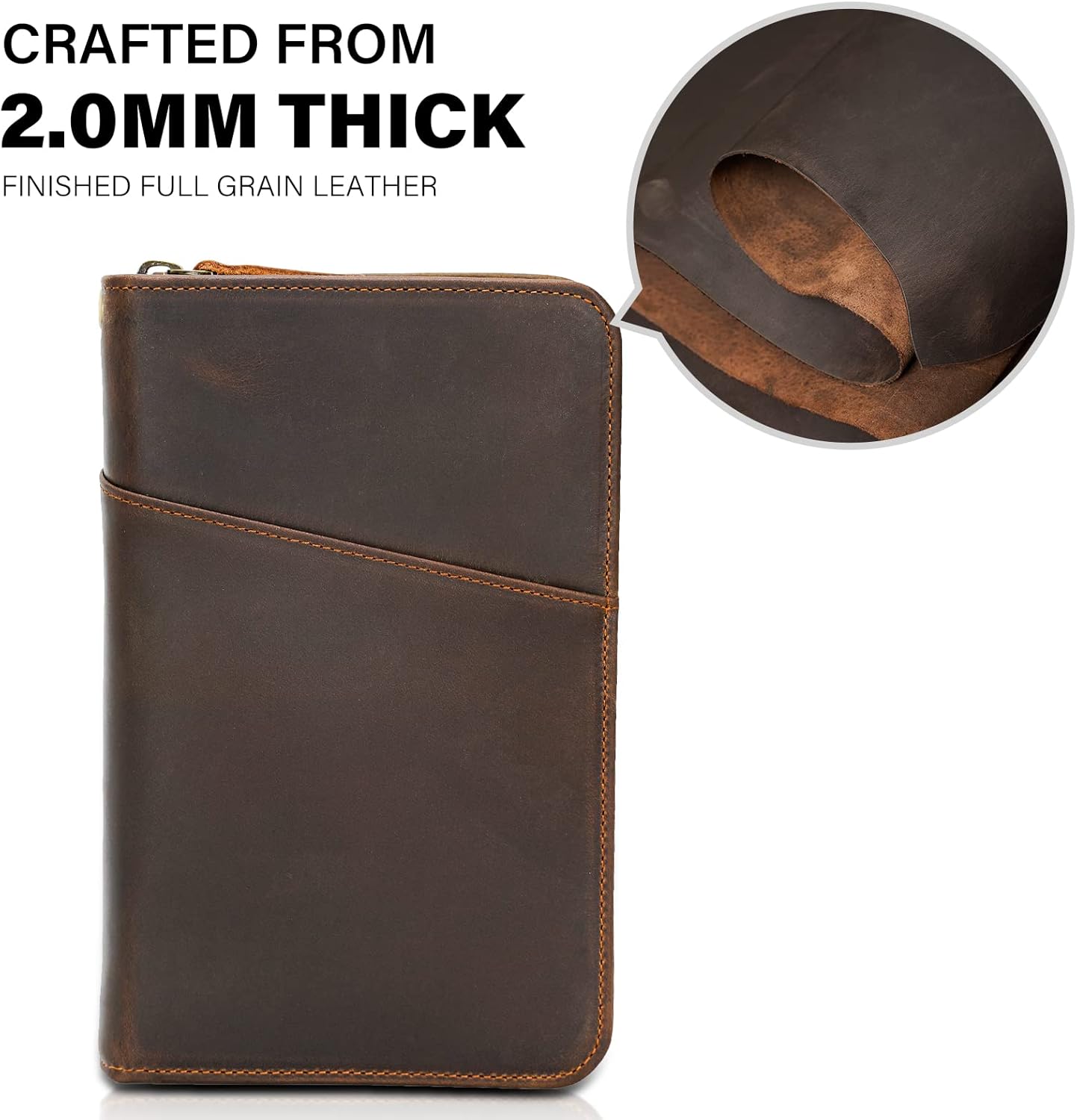 Passport Holder Wallet Full Grain Leather RFID Blocking Passport Cover Case Family Travel Wallet for 6 with YKK Zipper