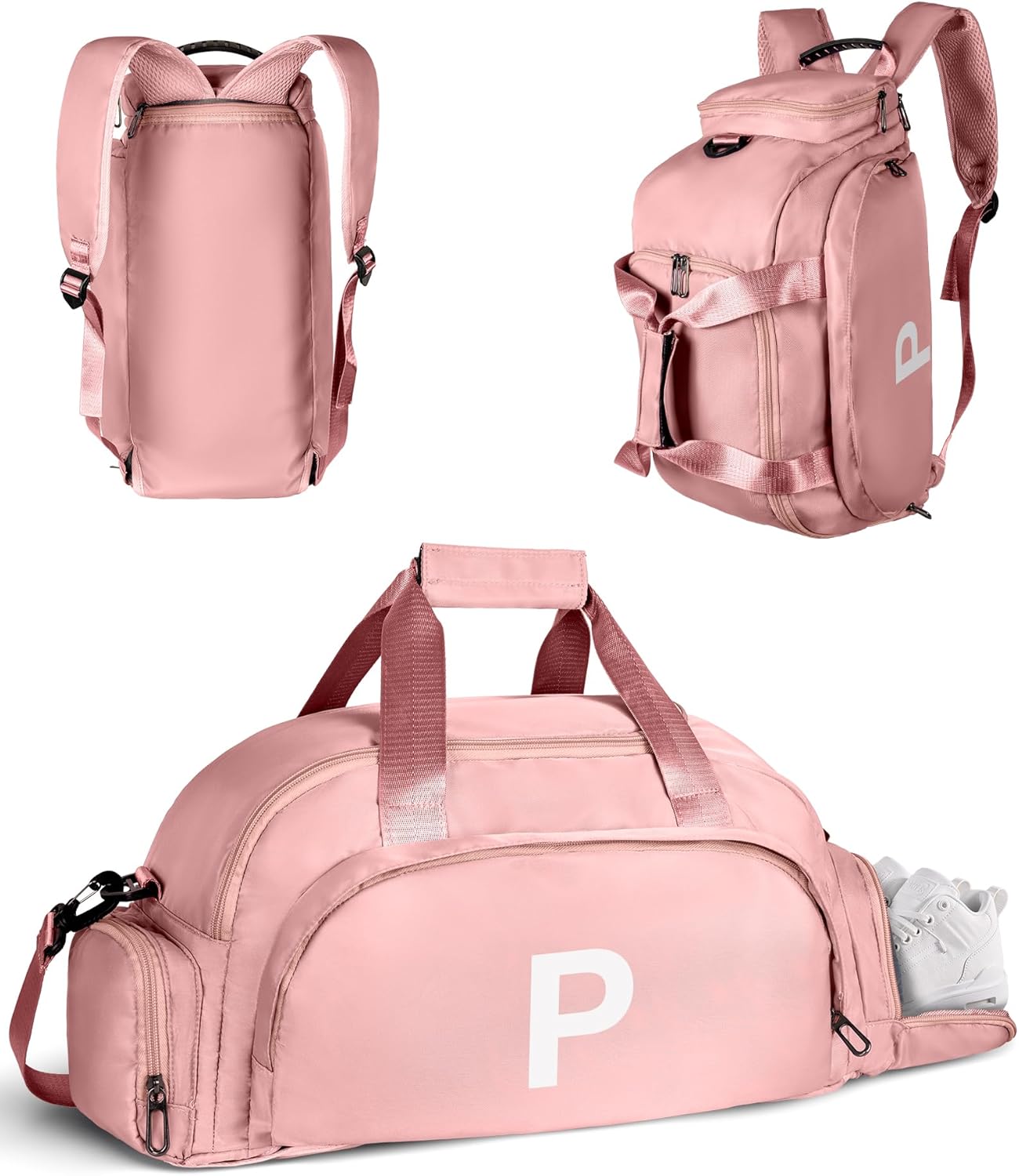 Sweet 16 Gifts for Daughter, Initial Gym Bags with Shoe Compartment, Dance Bag for Girls, Monogram Kid Overnight Bags, Travel Duffle Tote-Teen Girl Gifts Trendy Stuff (Letter P)