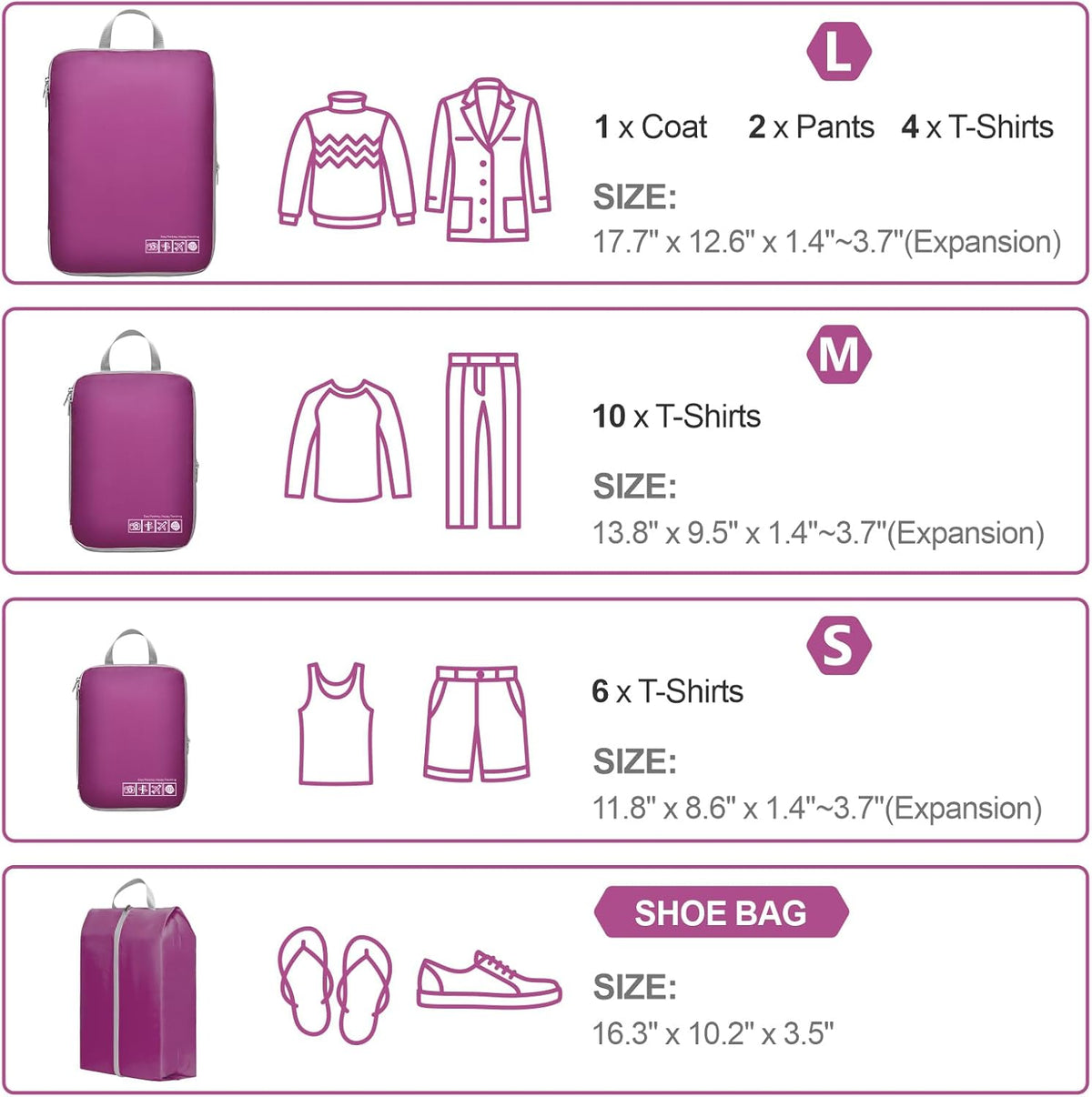 Cambond Compression Packing Cubes for Travel Women - Travel Bags Luggage Organizers Travel