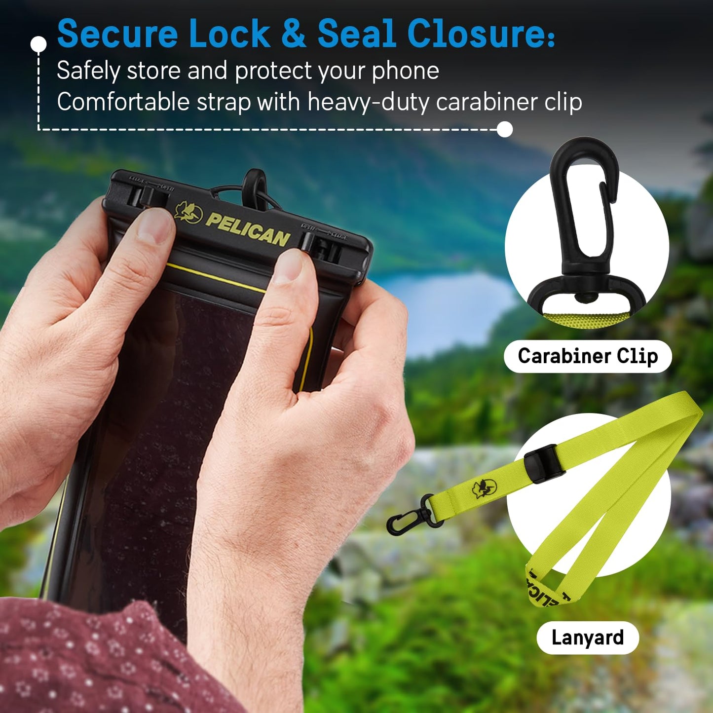 Pelican Marine Waterproof Phone Pouch (Regular) -Black/Hi-Vis Yellow