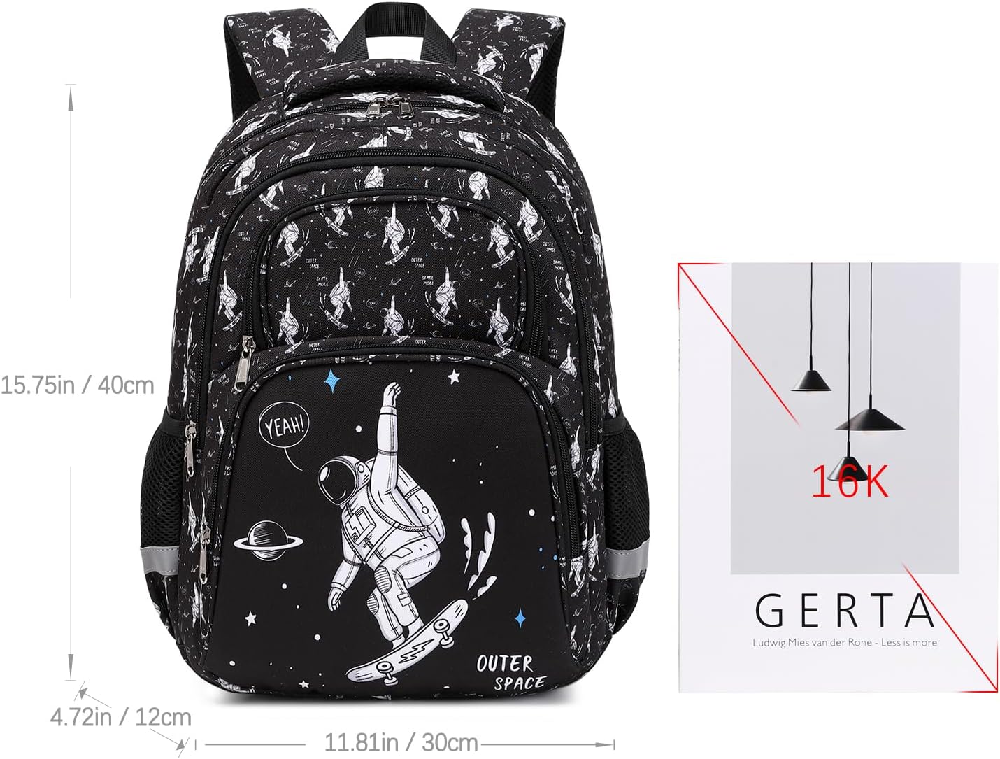 abshoo Cute Astronaut Kids School Backpack For Boys Elementary Kindergarten School Bag (Astronaut Black)