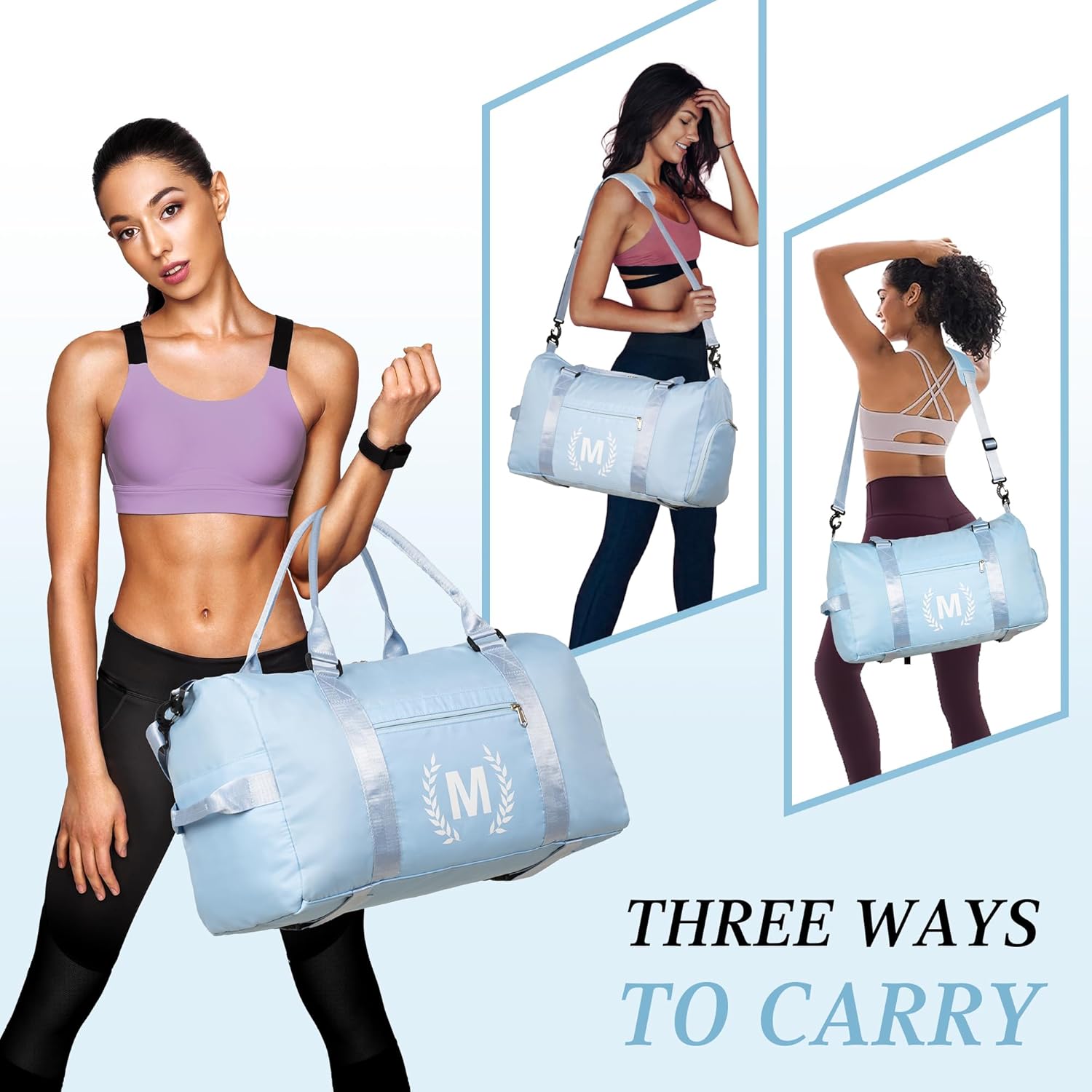 Gym Bag for Women, Personalized Duffle Bag with Shoe Compartment, Sports Bag for Yoga & Dance with