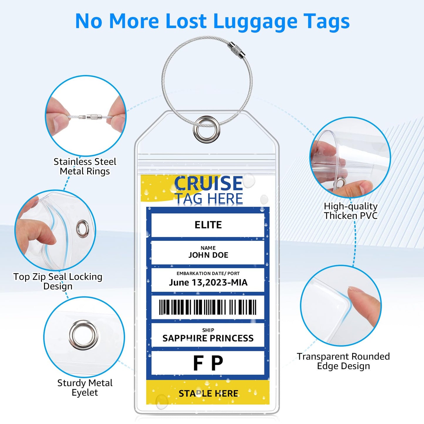 FUNMCAN Cruise Luggage Tag Holders for Carnival, NCL Cruise Ship Essentials