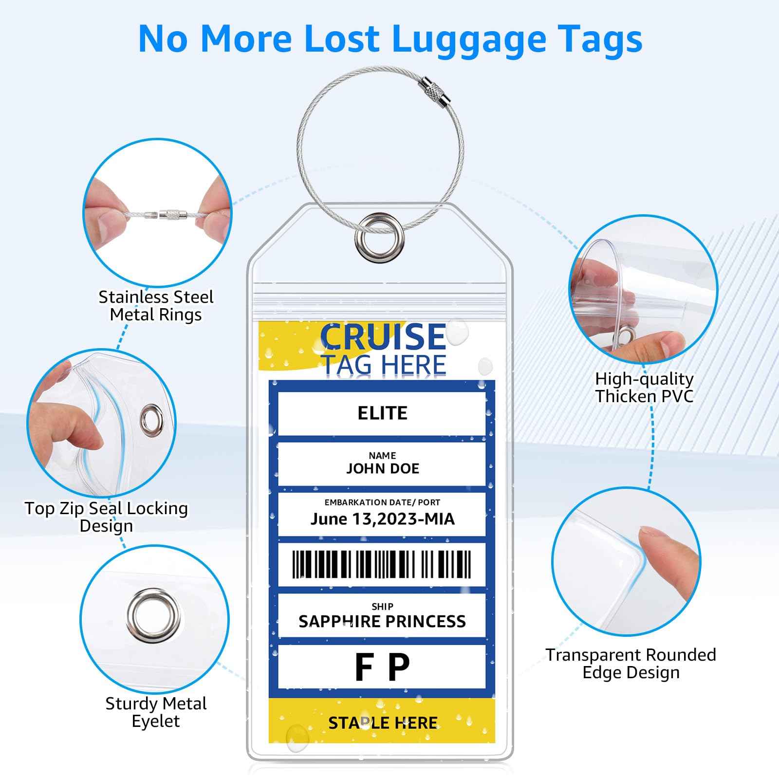 FUNMCAN Cruise Luggage Tag Holders for Carnival, NCL Cruise Ship Essentials