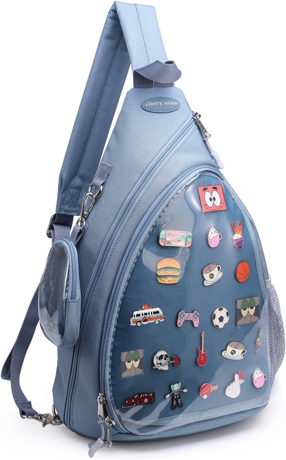 Oxford Ita Bag Kawaii Pin Display Chest Pack Single Shoulder Bag Sport Backpack Hiking Daypack, Medium