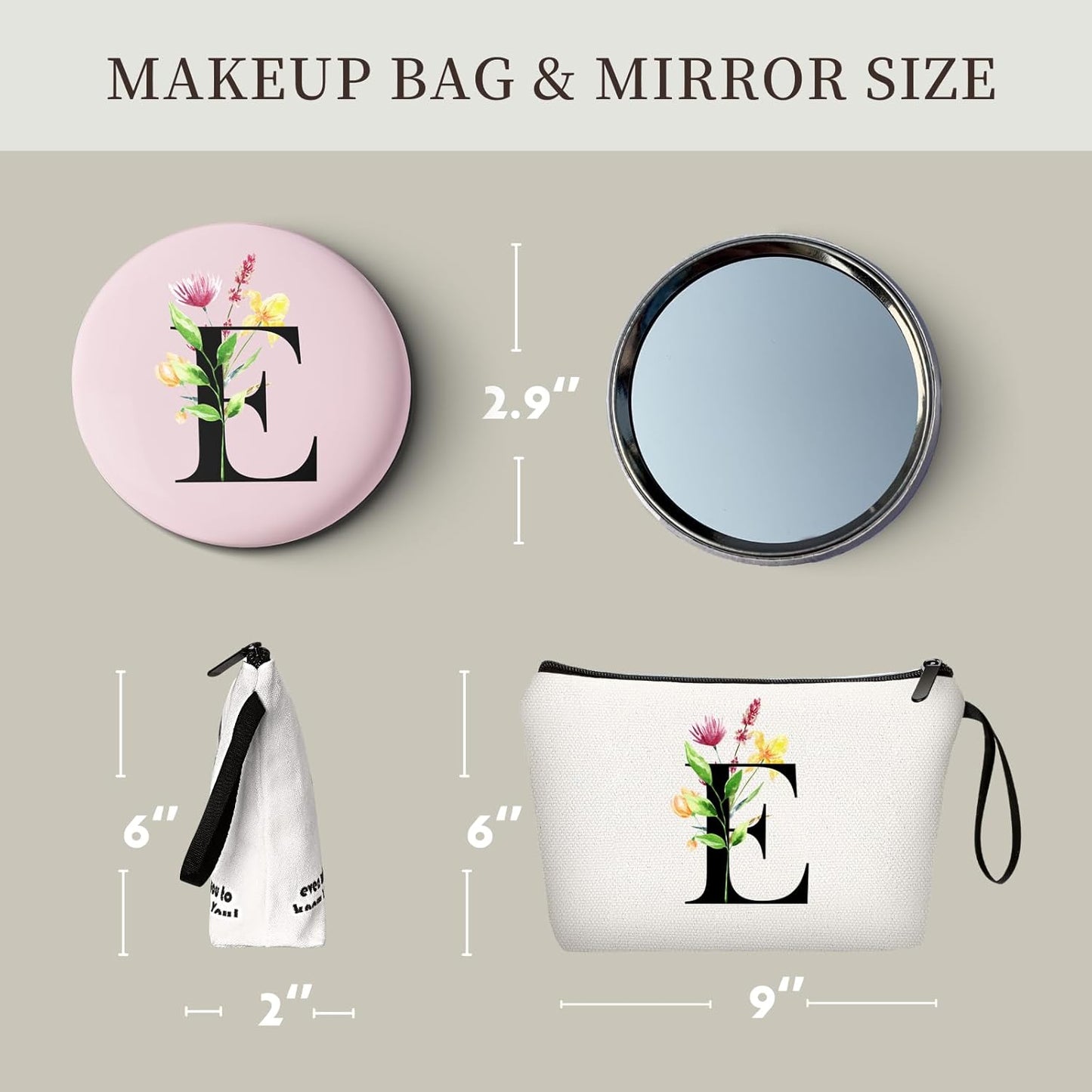 SEAMOON Bridesmaid Proposal Bridal Birthday Unique Gifts for Women Bride Friend Bestie Personalized Travel Make up Cosmetic Bag with Mirror Valentines Mothers Day Christmas Graduation E