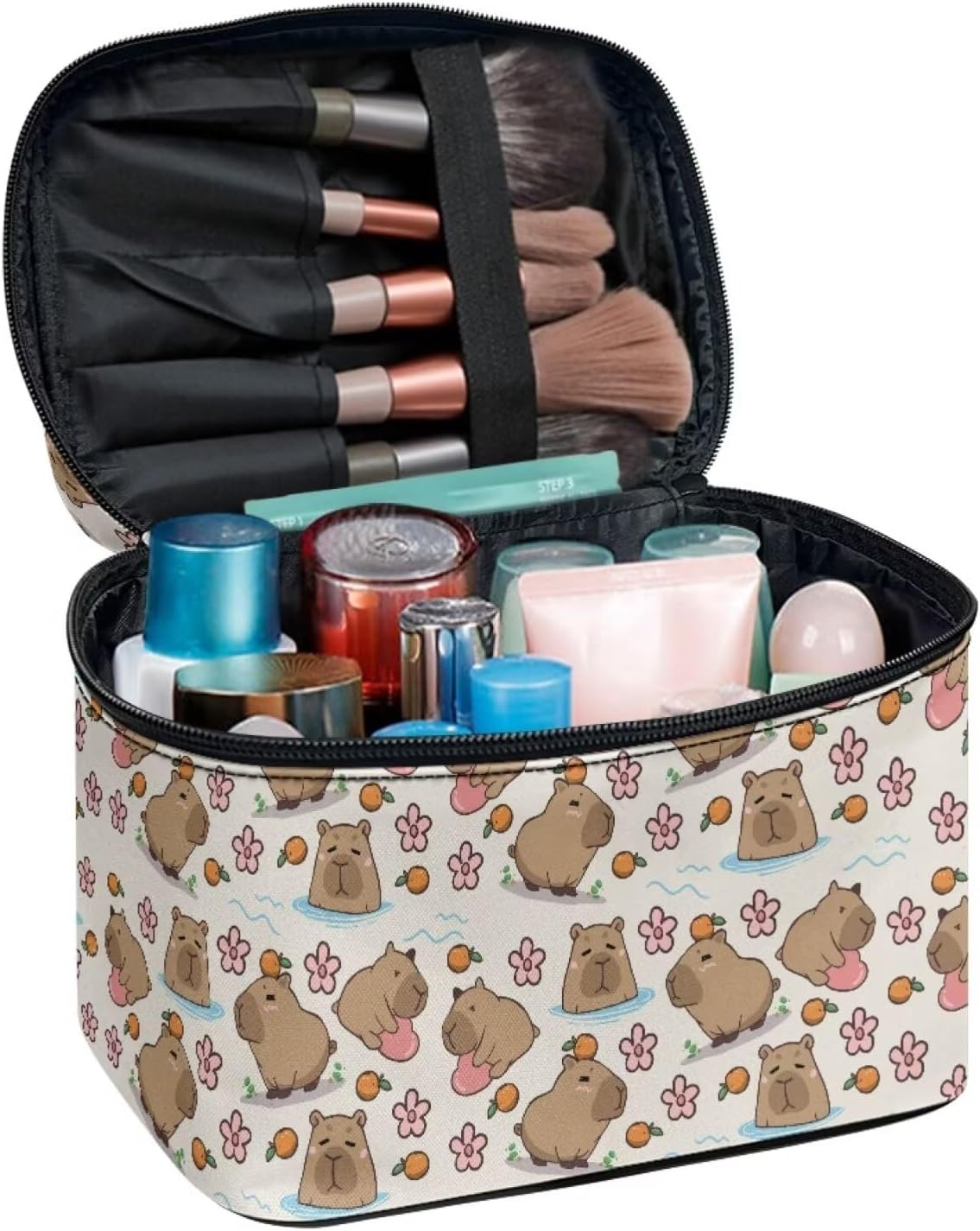 JoyLamoria Lightweight Cosmetic Case Travel Makeup Bag Cosmetic Pouch Tote Purse Cosmetic Bag with