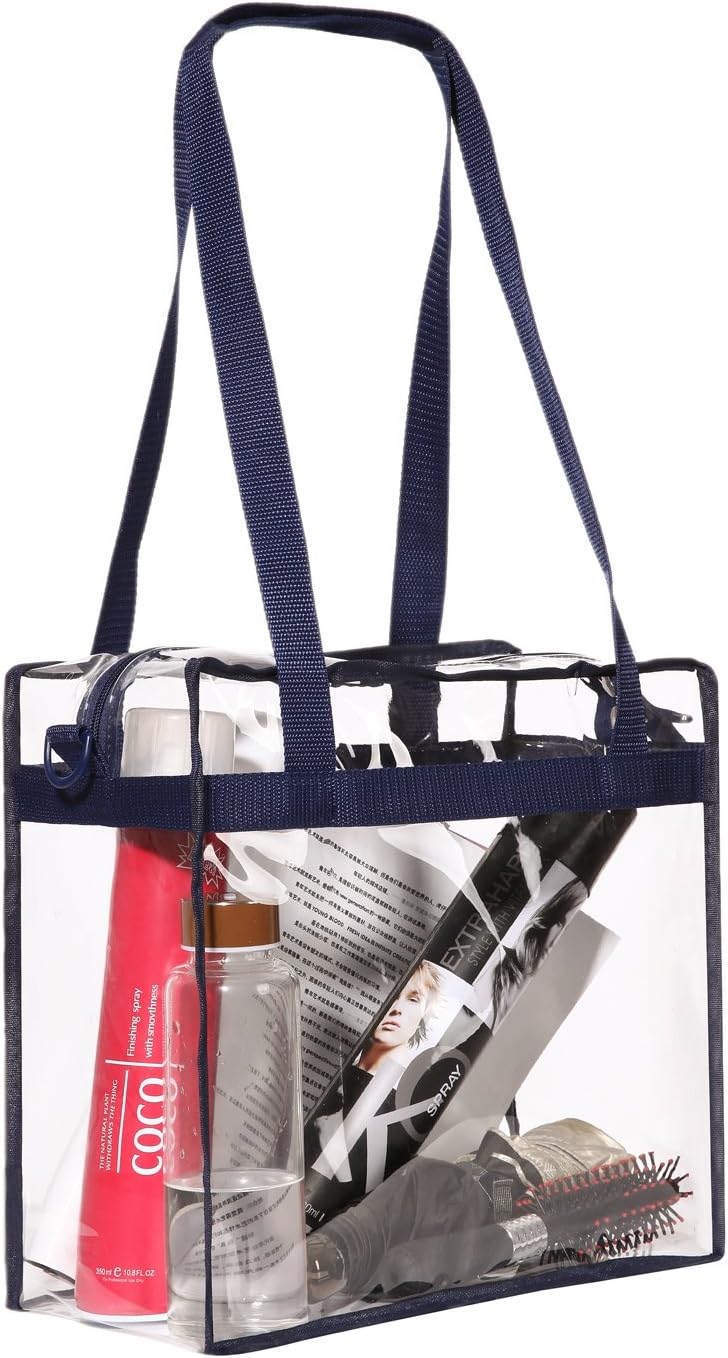 BAGAIL Clear Bags 12x6x12 Stadium Approved Clear Tote Bag with Zipper Closure Crossbody Shoulder Bag with Adjustable Strap