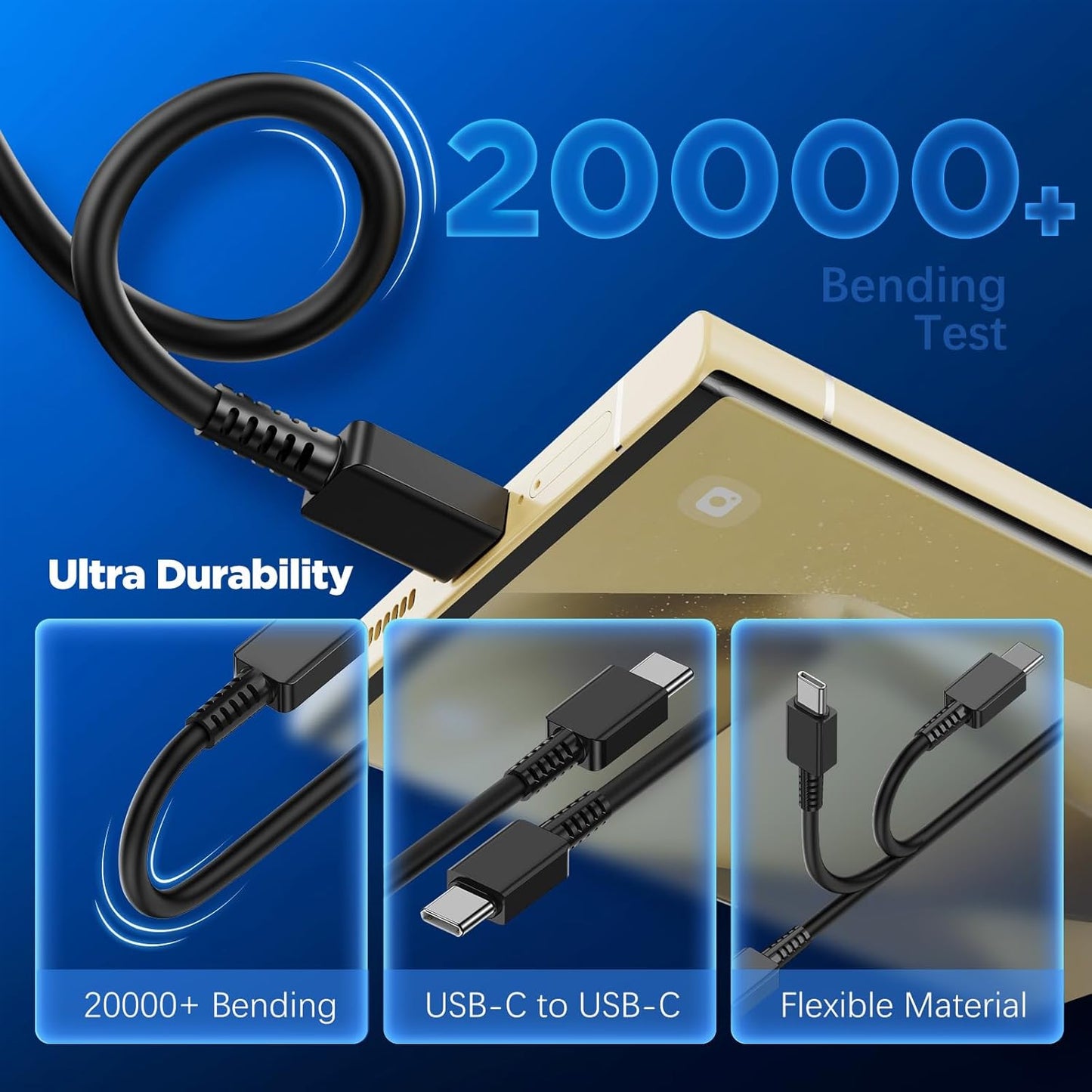 45W Super Fast Charger with Long USB C to C Cable 10ft, Type C Wall Block Plug and Android Phone Charging Cord for Samsung Galaxy S25/S24 Ultra/S23+/S22 Plus/S21/S20/Note 20/10/iPhone 17 16 15 Pro Max