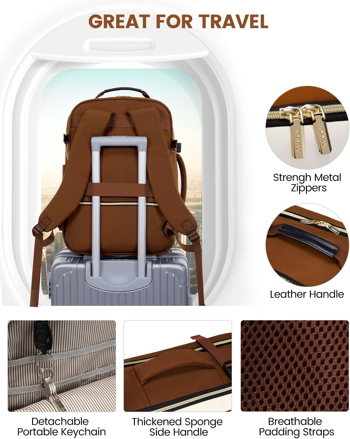 LOVEVOOK 56L Travel Backpack for Women & Men, Airline Approved Carry On Luggage with 3 Packing