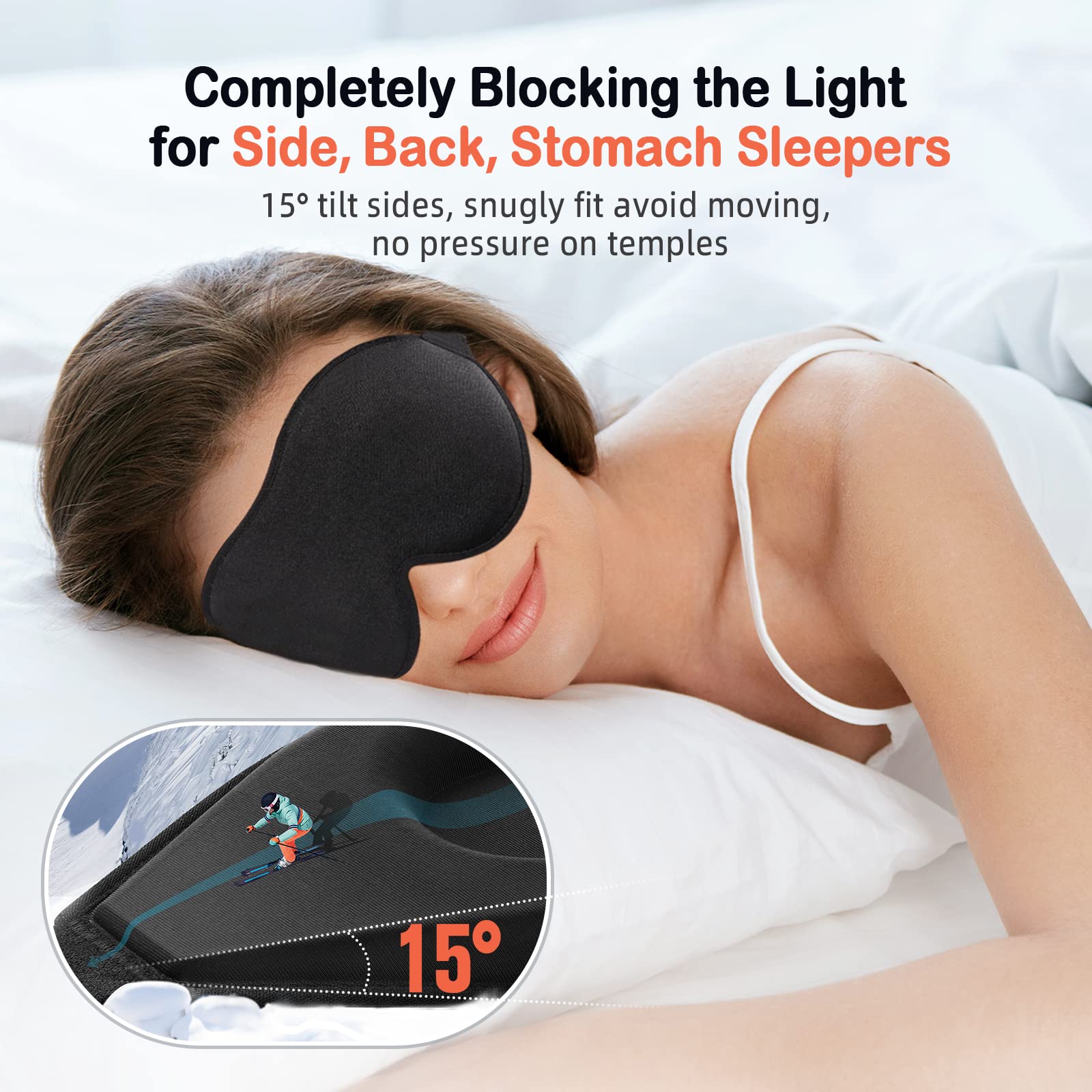 LitBear Sleep Mask for Side Sleeper Women Men, Eye Mask for Sleeping