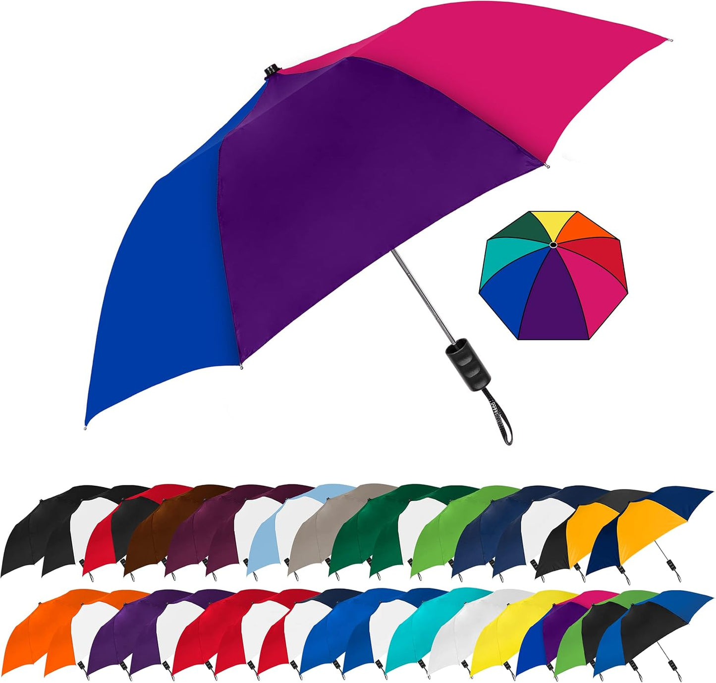 The Spectrum Popular Style 42" Automatic Open Compact Travel Umbrella for Rain, Wind & Sun, Sturdy Lightweight Small Portable Stick Umbrella for Men and Women