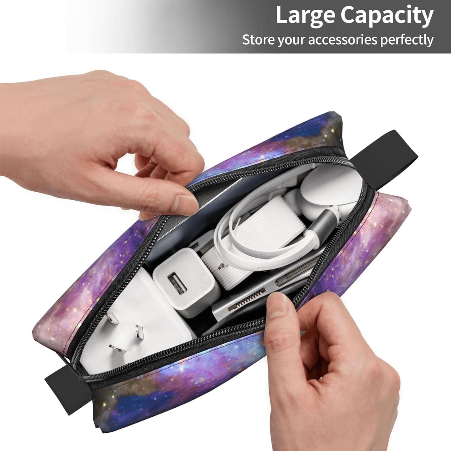 Galaxy Space Starry Makeup Bag Small Compact & Durable Travel Cosmetic Bag Organizer Oxford Fabric Impact-Resistant Multi-Purpose Storage Perfect for Travel, Gym, Daily Use