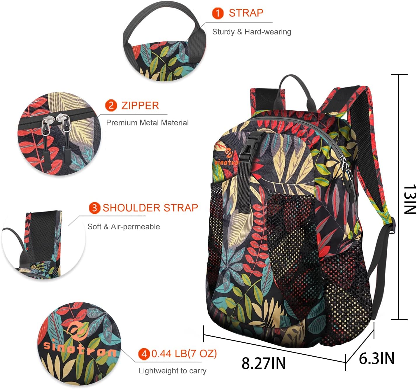 sinotron 22L Lightweight Packable Hiking Backpack, Small Hiking Backpack Day Pack for Women Men Travel Camping Vacation