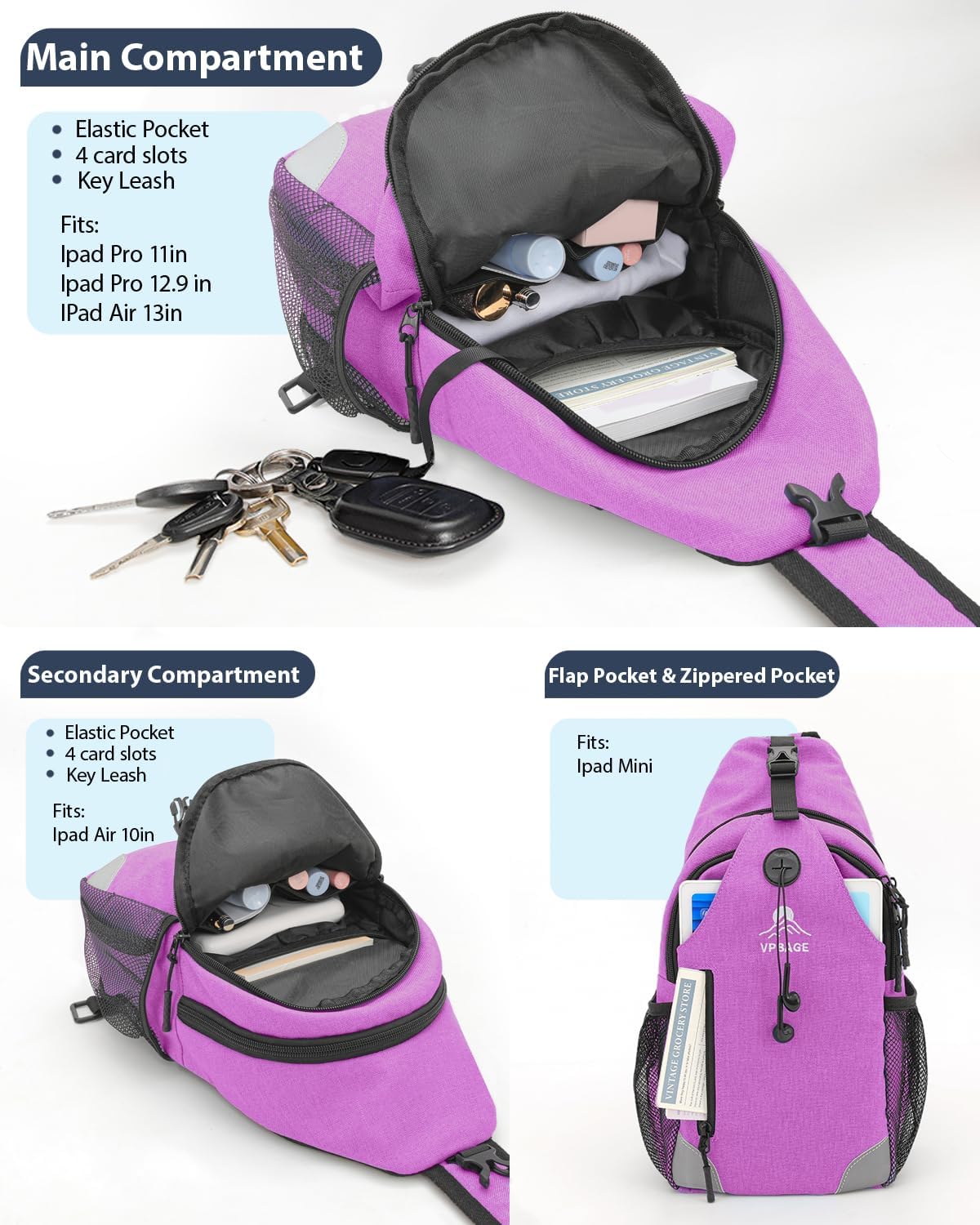 Sling Bag, Crossbody Bag for Men, Cross Body Hiking Backpack, Travel Daypack, Chest Pack with Chest Phone Holder