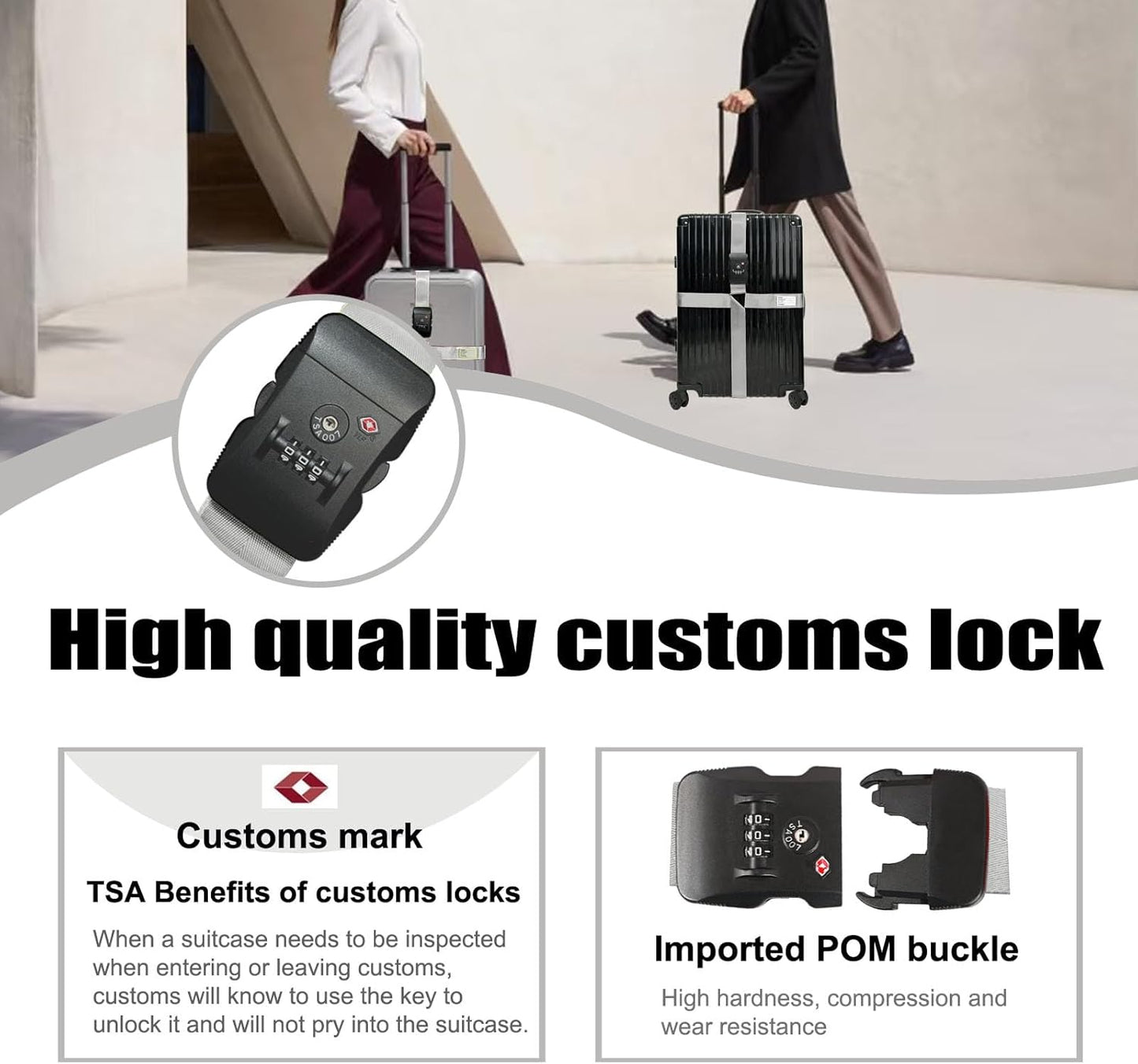 Luggage Straps TAS,Travel Strap with Name tag,Easy to Identify,Luggage Straps TSA Approved with
