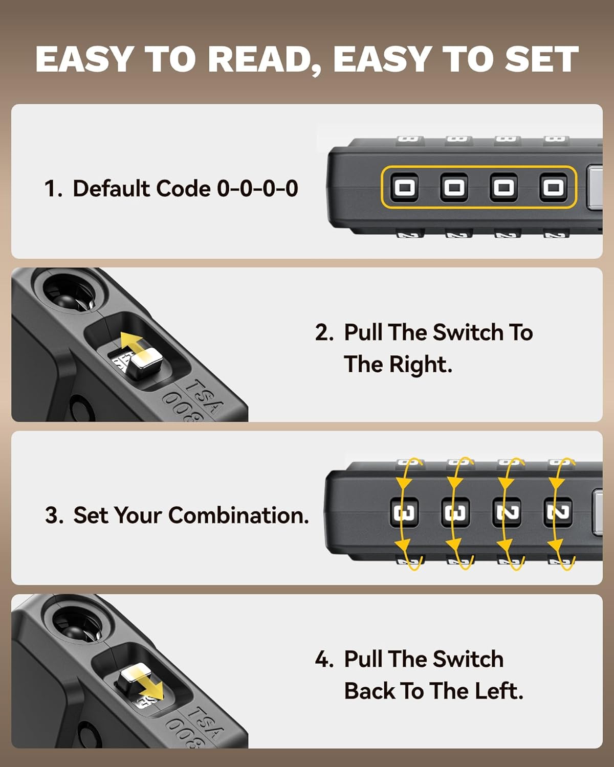 LUGGEX TSA Locks for Luggage, One-Button Reset TSA Approved Luggage Locks, Suitcase Locks, Ease of Use & Durable