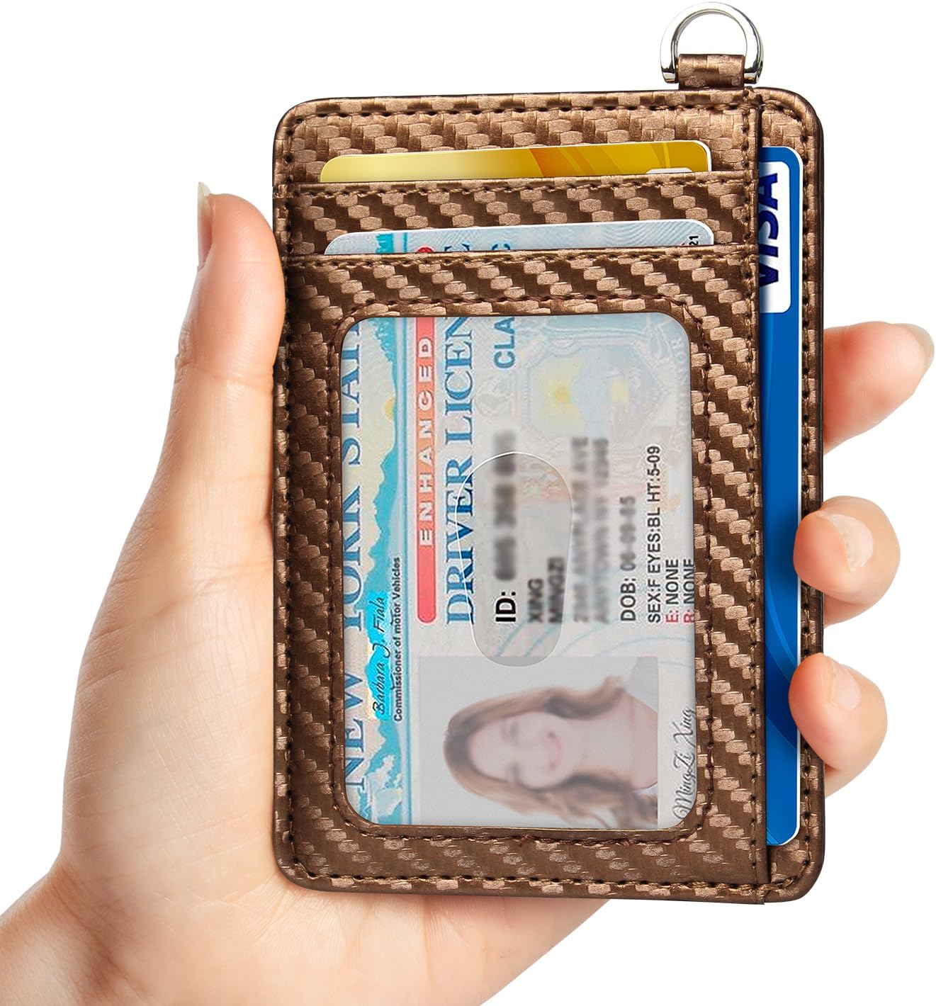 EcoVision Slim Minimalist Front Pocket Wallet, RFID Blocking Credit Card Holder Wallet with Detachable D-Shackle for Men Women