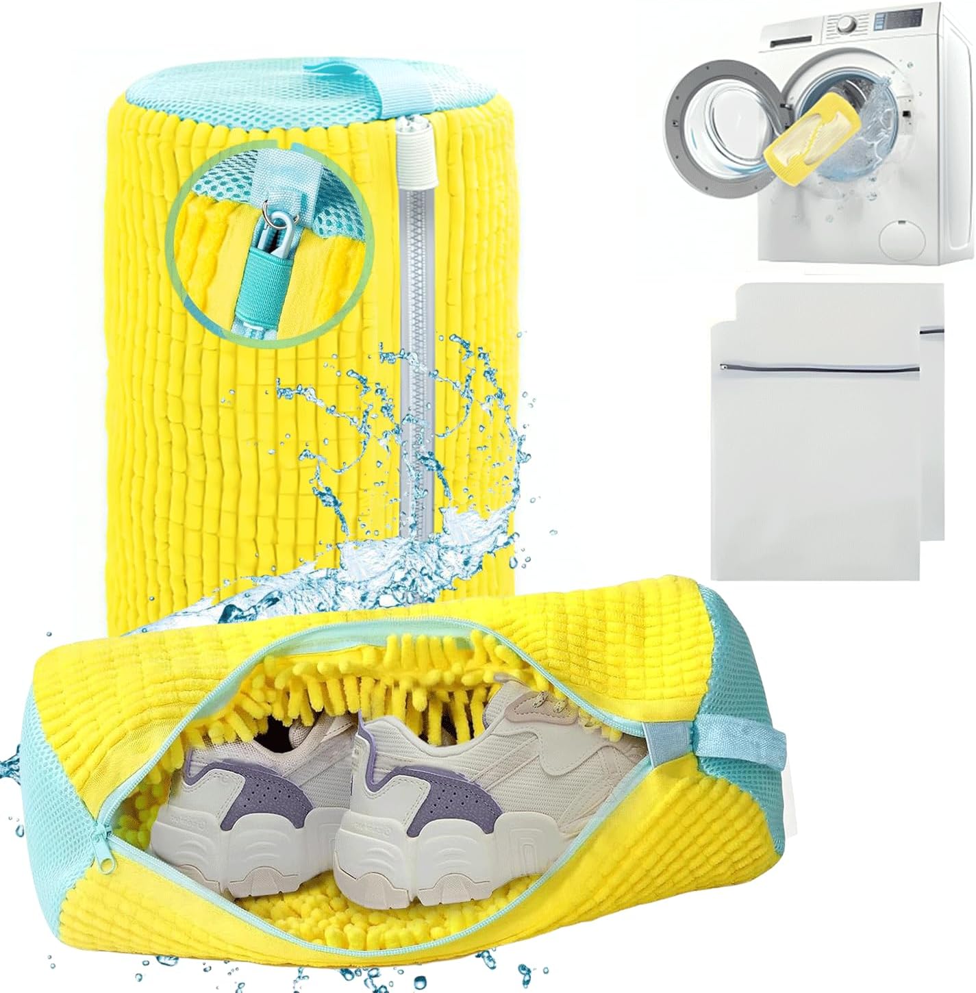 2 PCS Shoe Washing Machine Bag – XL 15" Durable Bags for Washer and Dryer with 2 Shoe Laundry Bags – Reusable Sneaker Bag, Shoes Wash Bag, Cleaning Kit 360° Protects Shoes from Damage