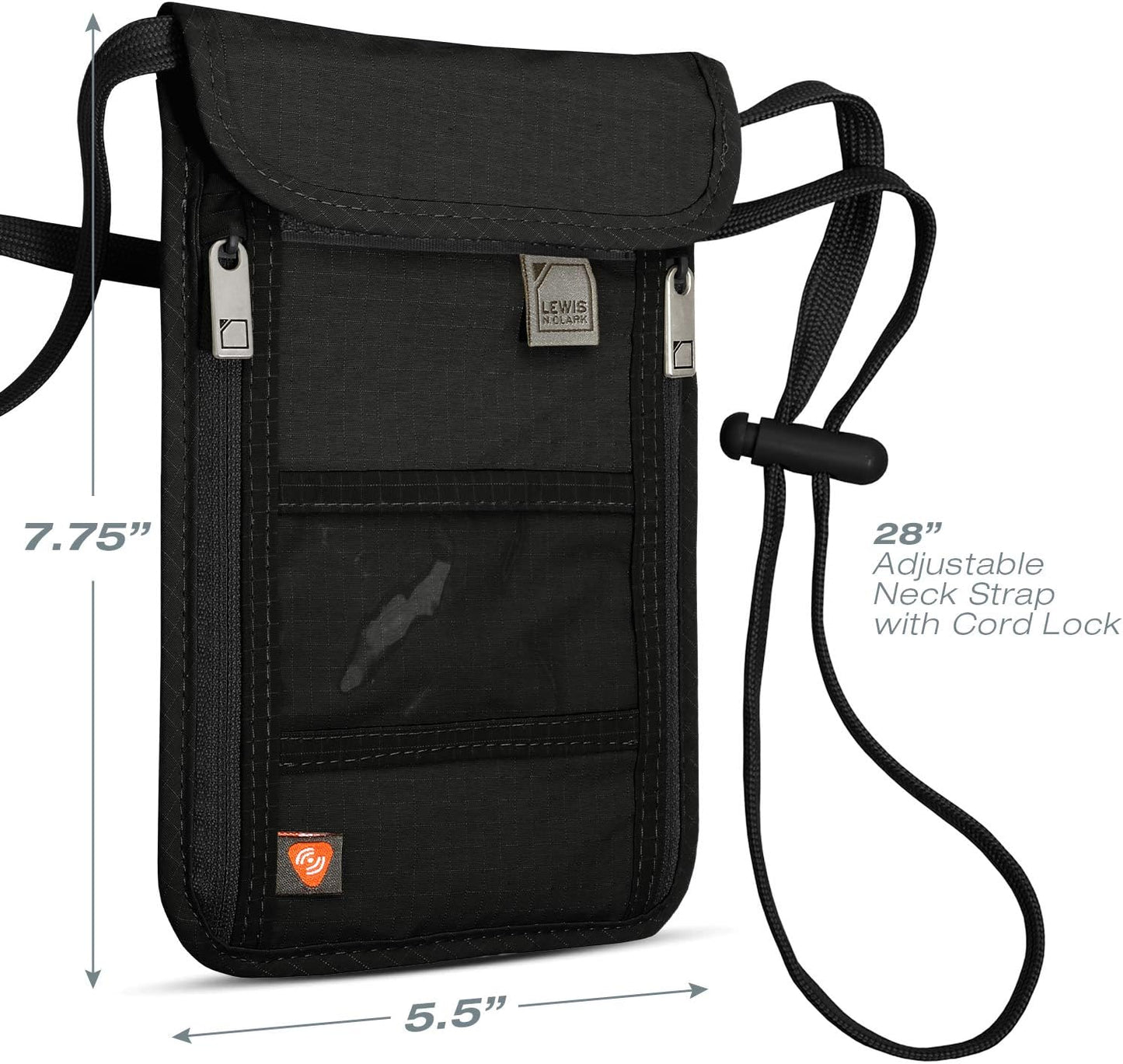 Lewis N. Clark RFID Blocking Stash Neck Wallet, Travel Pouch + Passport Holder for Women & Men