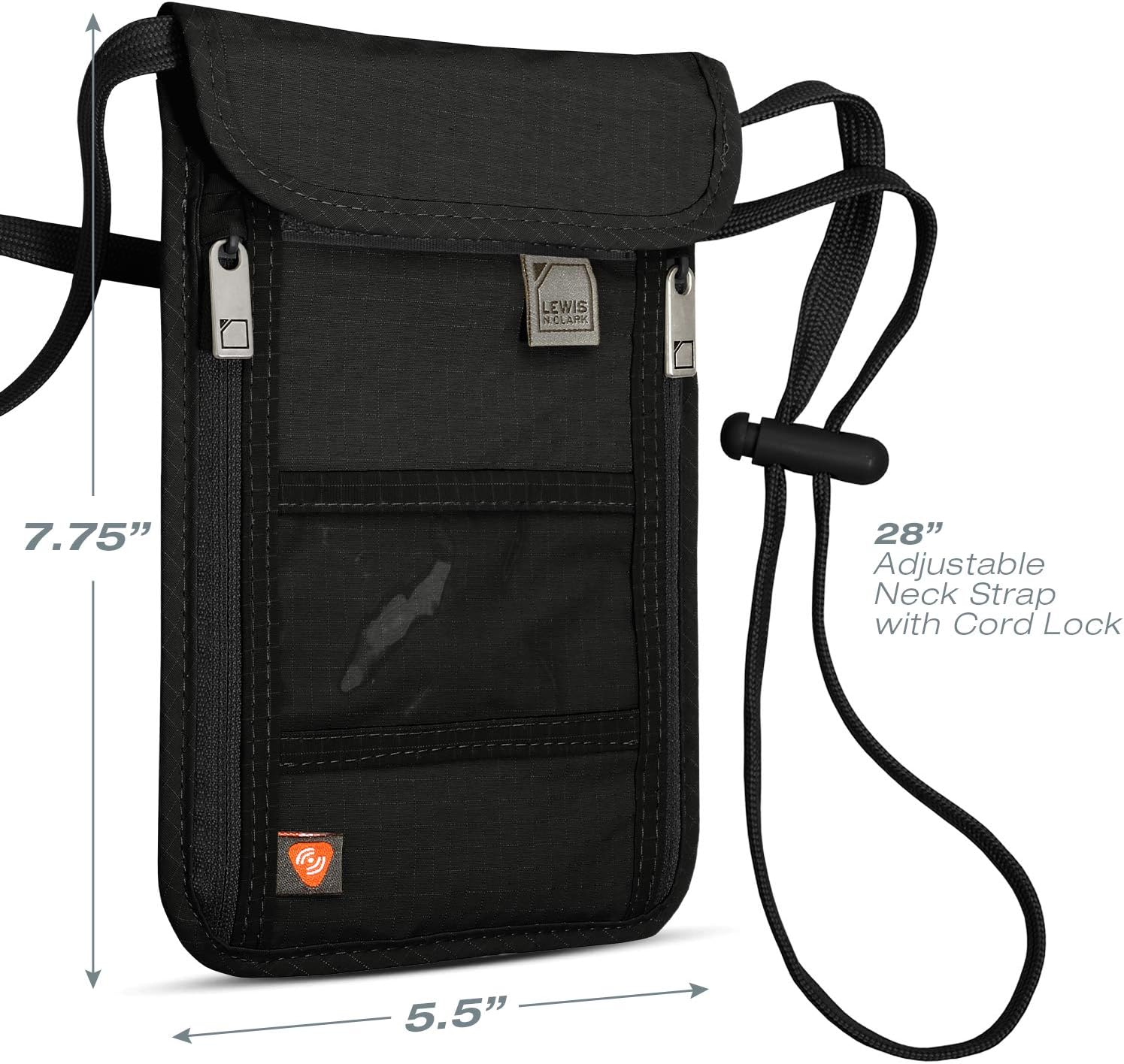 Lewis N. Clark RFID Blocking Stash Neck Wallet, Travel Pouch + Passport Holder for Women & Men