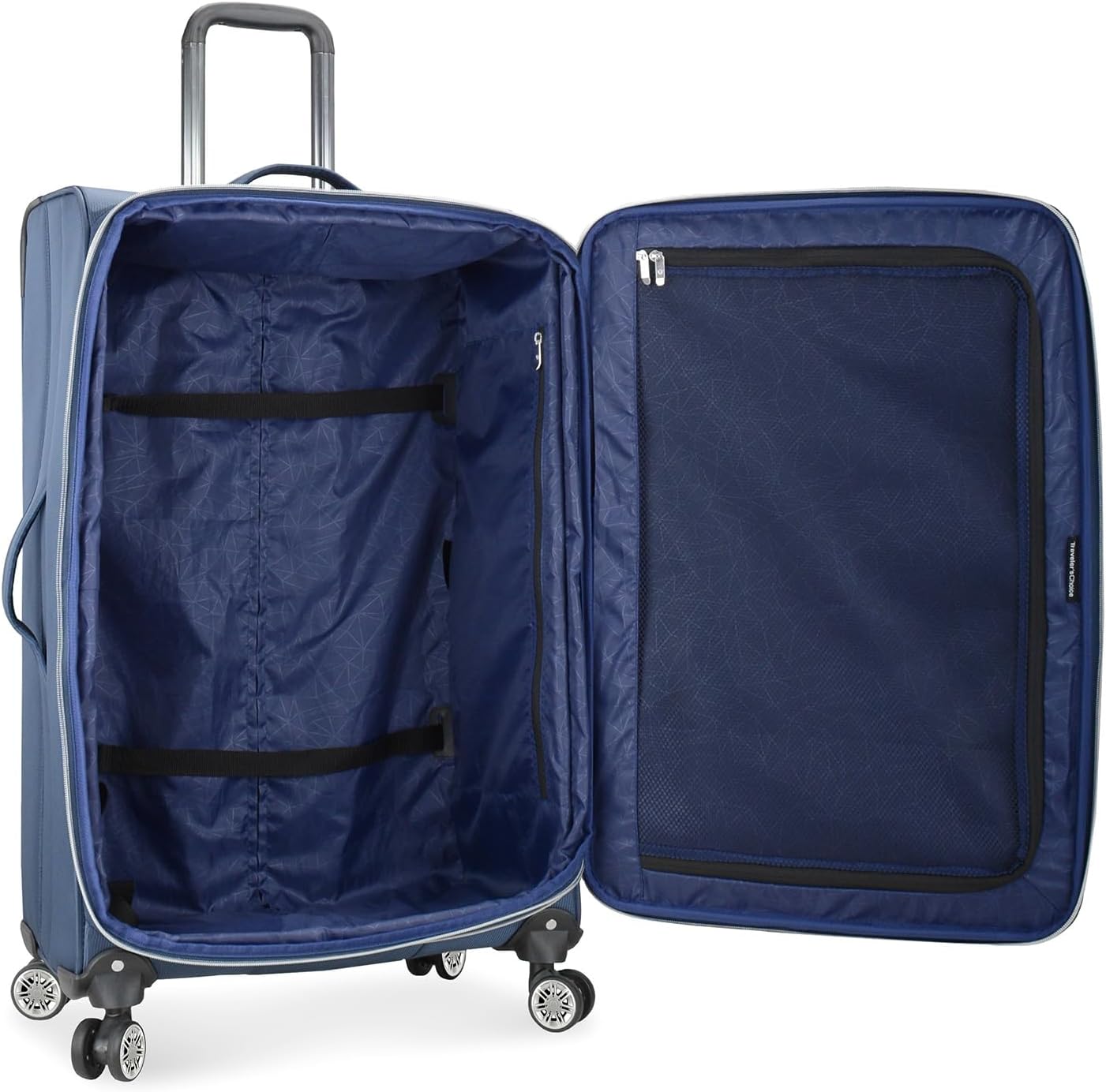 Traveler's Choice Lares Softside Expandable Luggage with Spinner Wheels, Navy, Checked 30-Inch