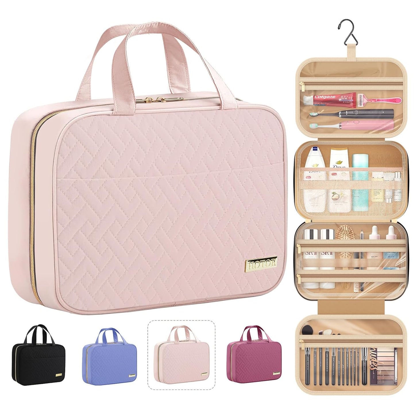 HOTOR Travel Toiletry Bag - Hanging Toiletry Bag for Women & Men, Makeup Bag/Big Comparment