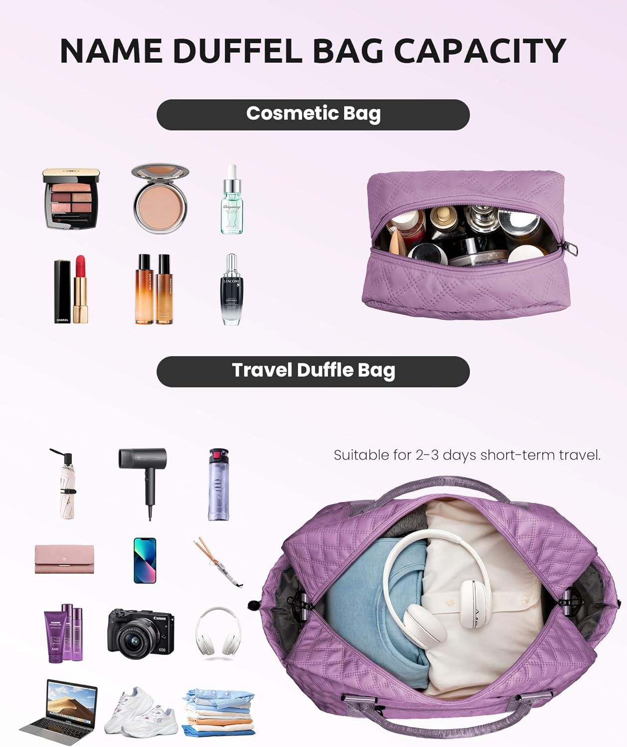 Gifts for Sister-Travel Bag for Women Shoe Compartment, Personalized Weekender Bag, Monogram Overnight Bag, Letter Travel Bag with Makeup Bag，Sister Friend Girlfriend Gifts (Letter N)