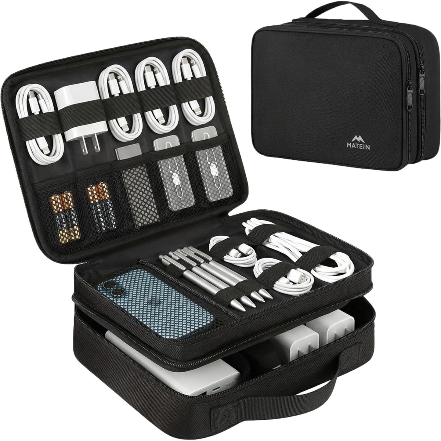 MATEIN Electronics Organizer Travel Case, Cable Organizer Bag, Black