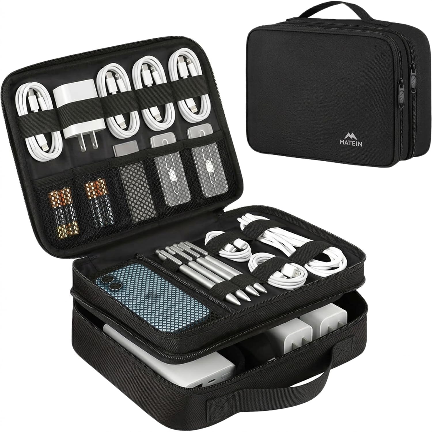 MATEIN Electronics Organizer Travel Case, Cable Organizer Bag, Black
