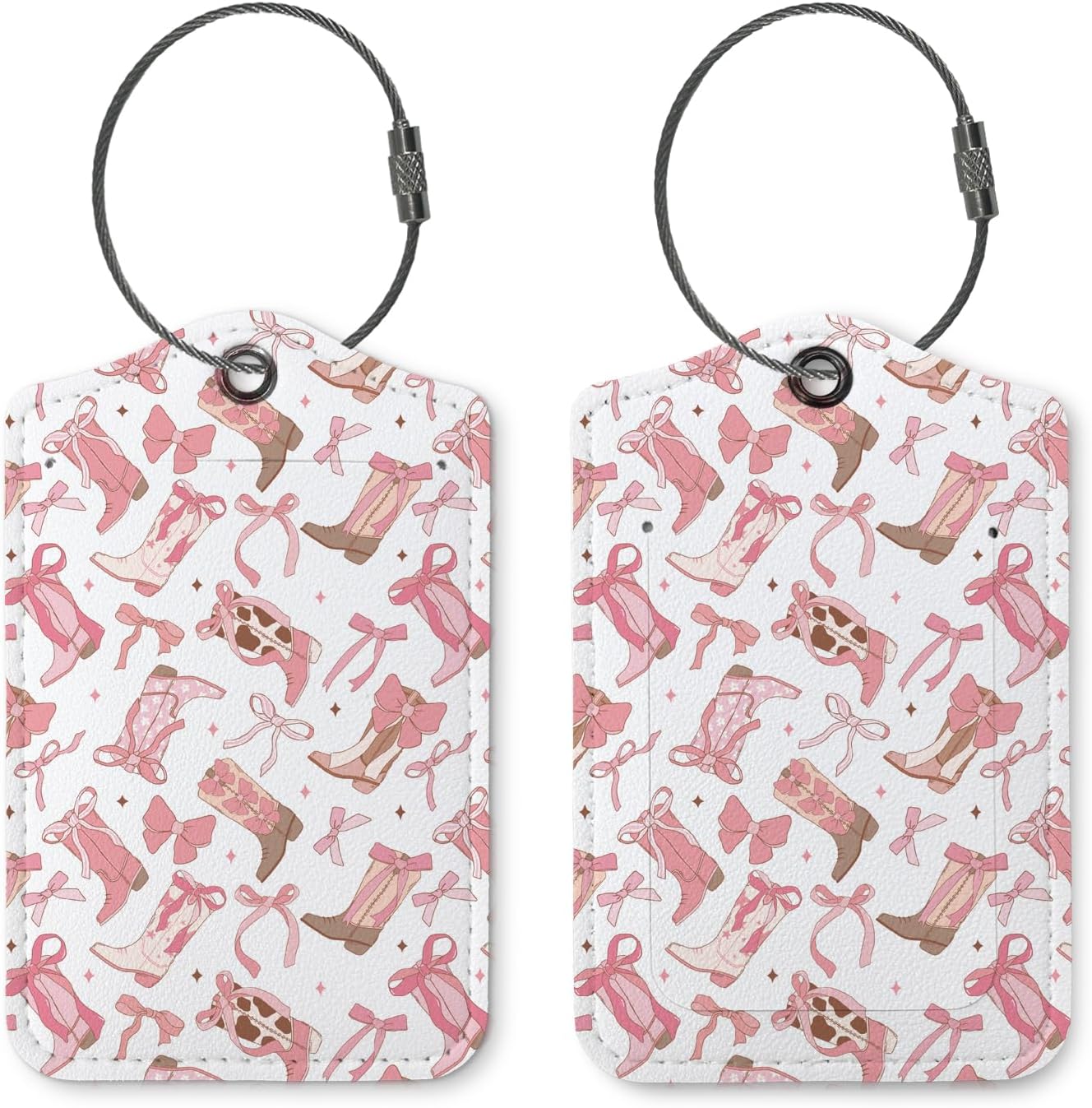 Pink Bow Luggage Tag,Preppy Gifts,Coquette Western Luggage Tags for Suitcases,Trendy 2 Pack Luggage Tags for Travel,Teen Girls Gifts Suitcase Tags