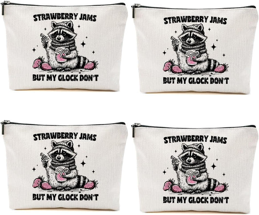 4PCS Raccoon Makeup Bag Sarcastic Humor Cosmetic Bag Funny Pun Animal Raccoon Gifts for Women Friends Sisters Bestie Coworkers Mom Christmas Birthday Gifts Travel Toiletry Bags