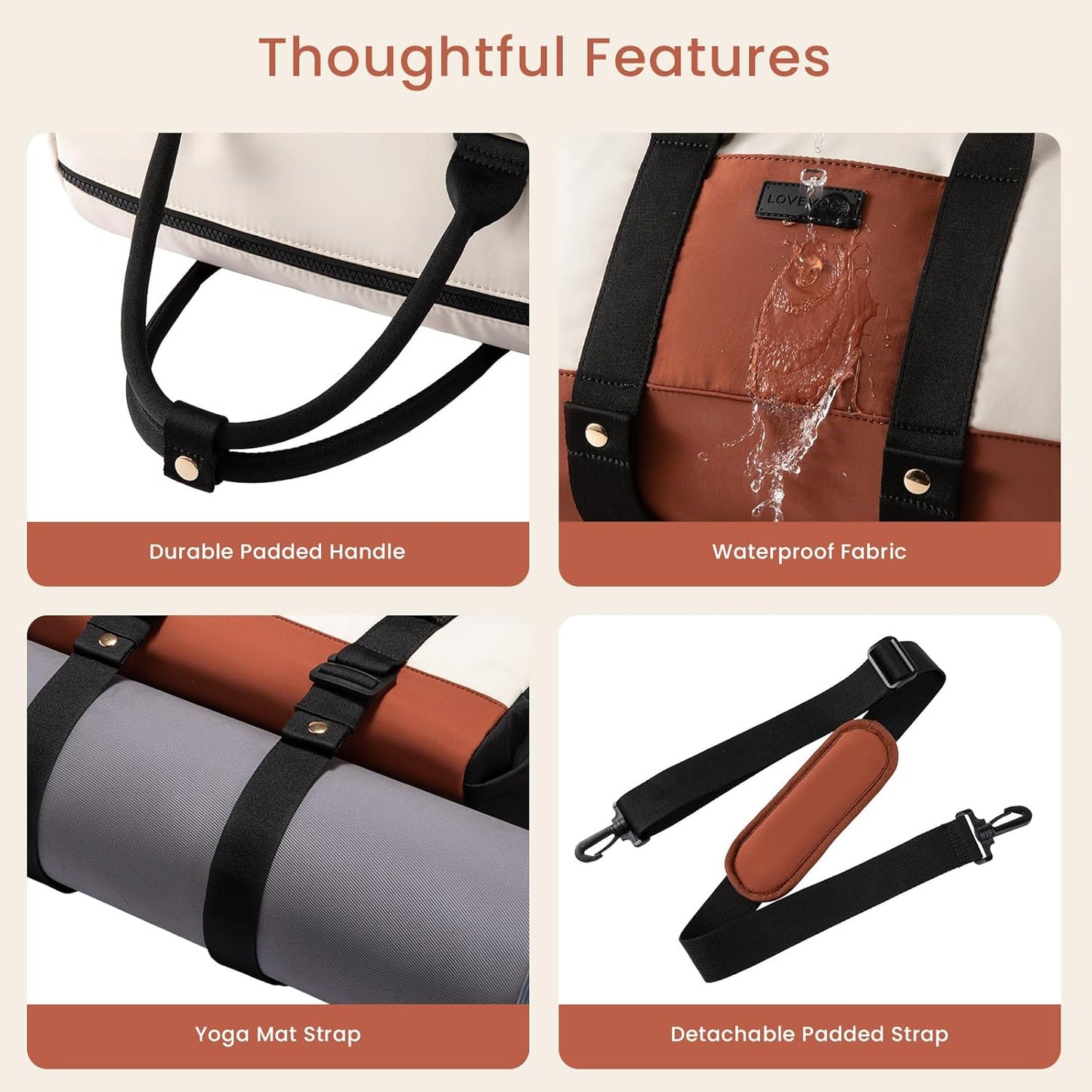 LOVEVOOK Small Gym Bag for Women with Yoga mat Holder, Mini Duffle Bag for Travel with Wet Pocket