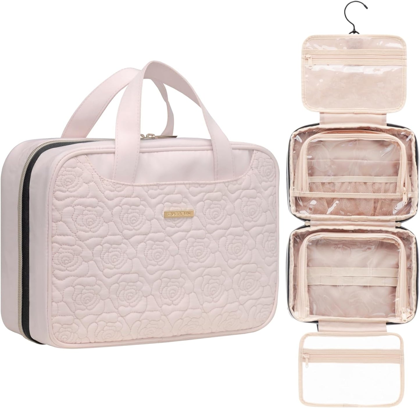 Everfun Hanging Travel Toiletry Bag for Women Traveling With Leakproof Compartment Makeup Cosmetic