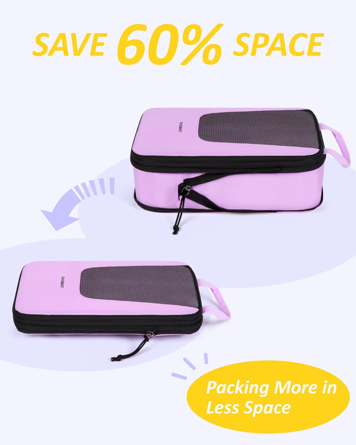 BAGSMART Compression Packing Cubes for Travel, 6 Set/5 Set/4 Set, Compression Suitcase Organizer Bags Set for Suitcases Travel Essentials, Lightweight Packing Organizers