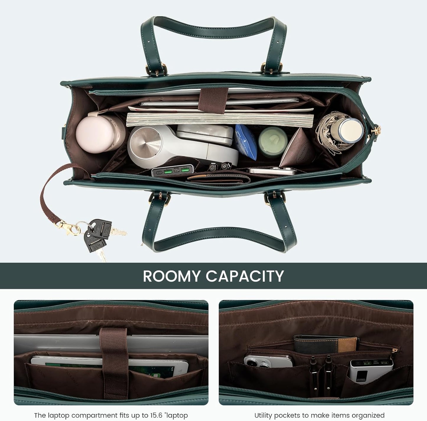 LOVEVOOK Laptop Bag for Women,15.6 inch Laptop Tote Bag Waterproof PU Leather Computer Bag Work