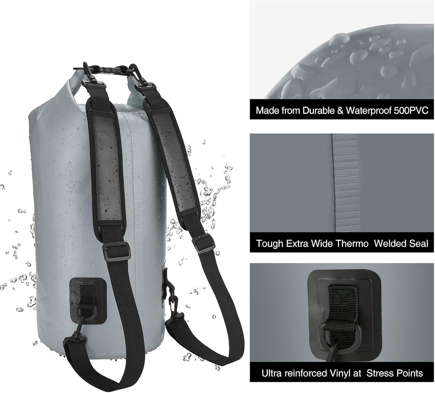 Piscifun Dry Bag, Waterproof Floating Backpack 10L/20L/30L/40L with Waterproof Phone Case for Boating, Kayaking, Fishing