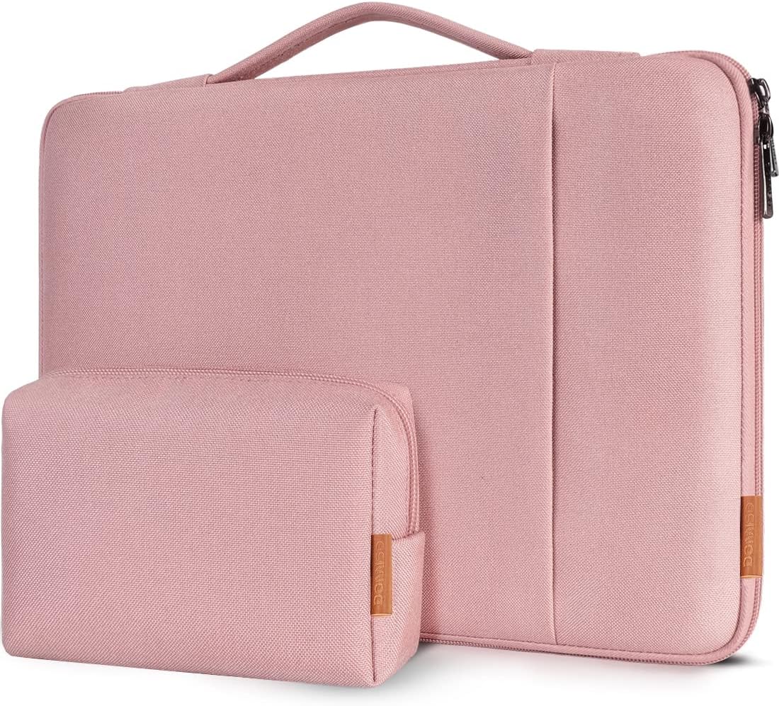 DOMISO Laptop Case Laptop Sleeve Cover Compatible with 15 inch MacBook Air M4/A3241 2025, M3/A3114,M2/A2941,15 inch MacBook Pro A1990 A1707,Compatible with Dell XPS 15 Plus with Small Case,Pink