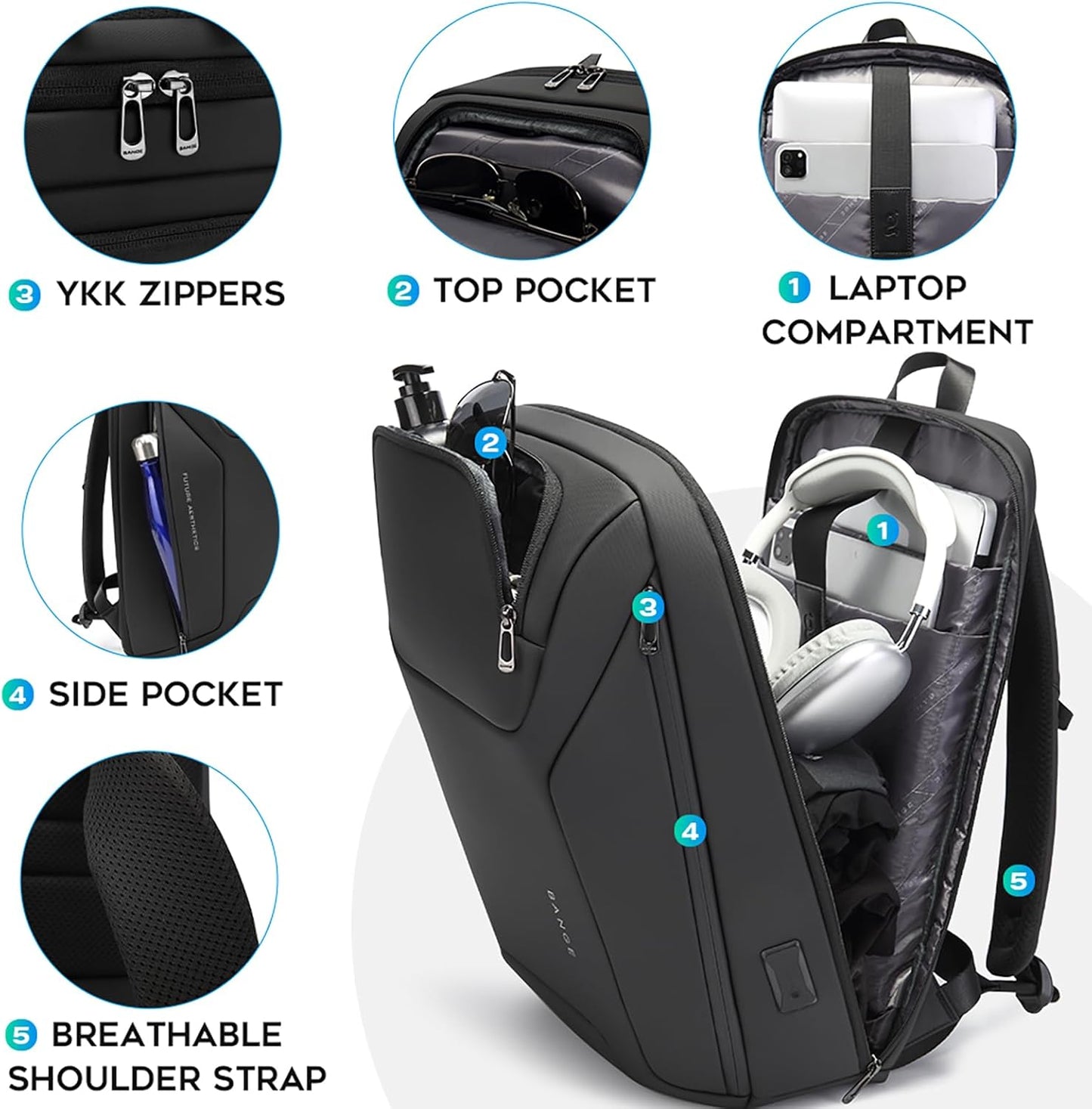 Business Laptop Backpack for Men,Women，15.6 Inch Water Resistant Travel smart Laptop Backpack Carry On Backpack with USB Charging Port，Large Business Work Durable Computer Bag