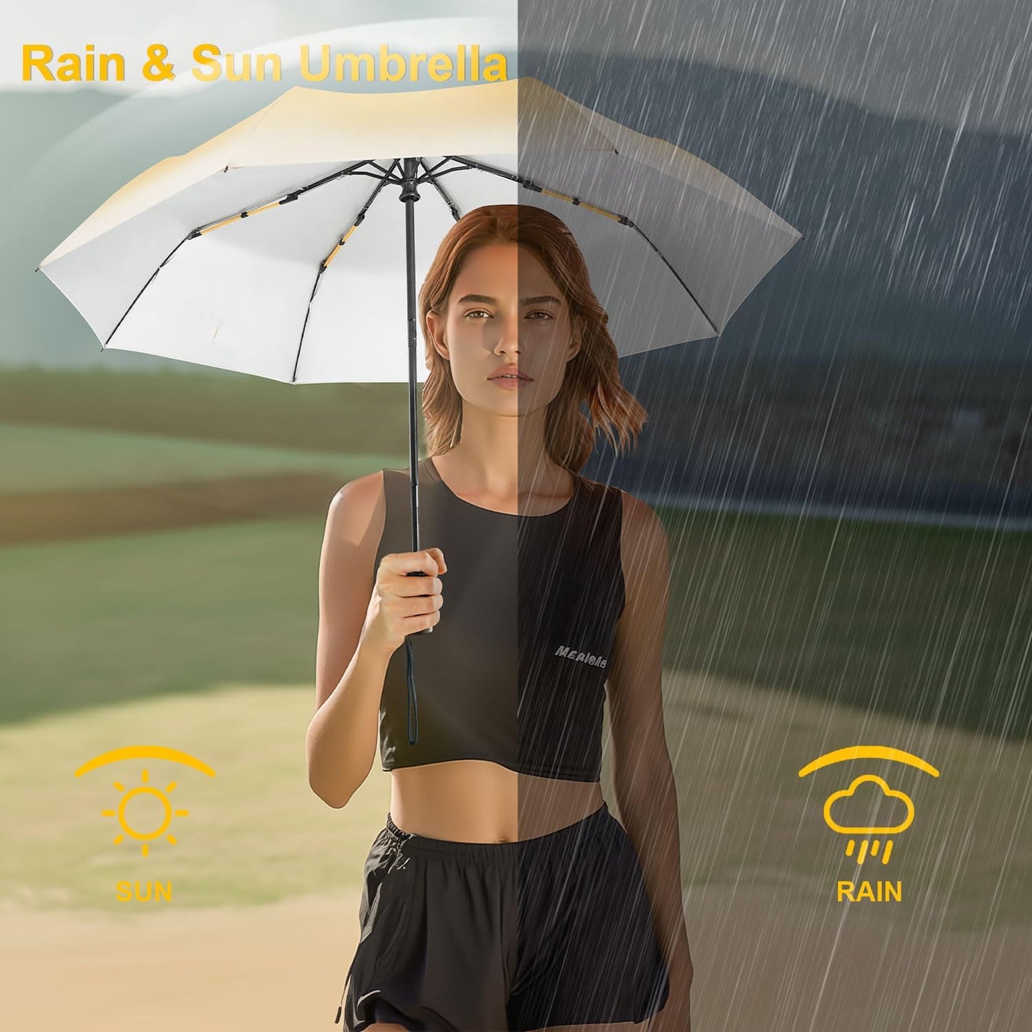 Lejorain Cute Women Sun Umbrella - Automatic Folding UV Protection Lightweight Umbrella Compact Travel Fashion Pretty Collapsible Golf Rain Umbrellas for Women