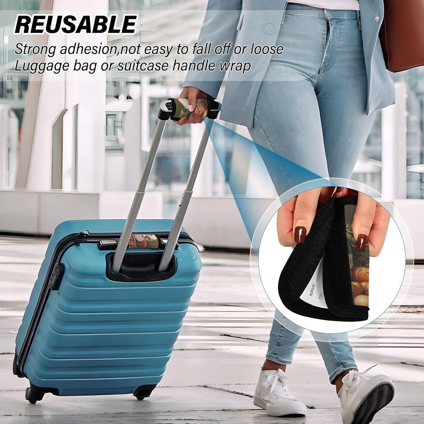 Brown Easter Bunny and Ham Food 2 Pack Luggage Handle Wraps Covers for Suitcase Identifiers Bag