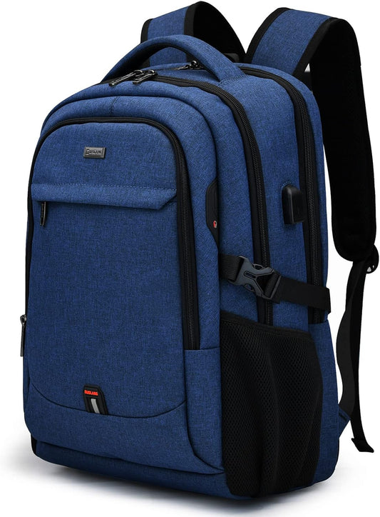 DUSLANG 17 Inch Laptop Backpack for Travel Water Resistant College Backpack for Men Women Laptop Bag with USB Charging Port,Blue