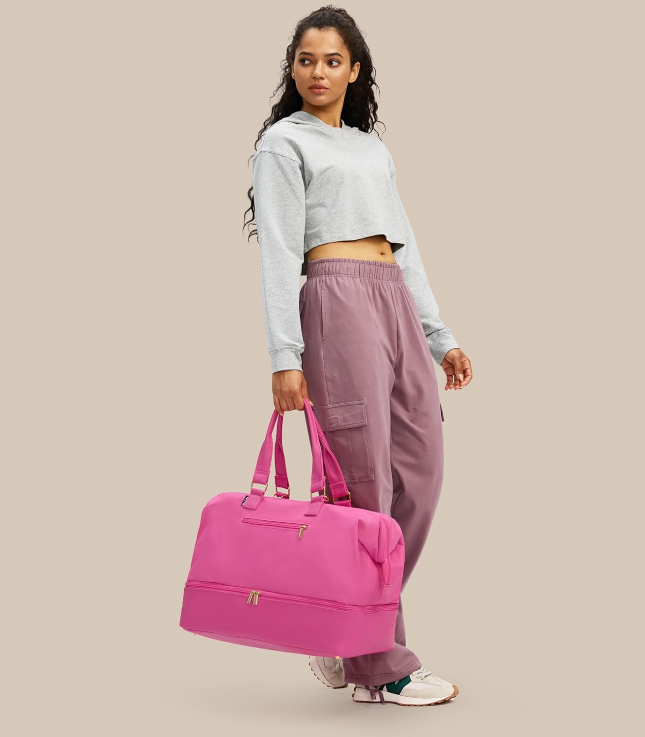 Weekender Bags for Women, Large Travel Duffel Bag with Shoes Compartment, Carry On Overnight Tote Bags with Toiletry Bag