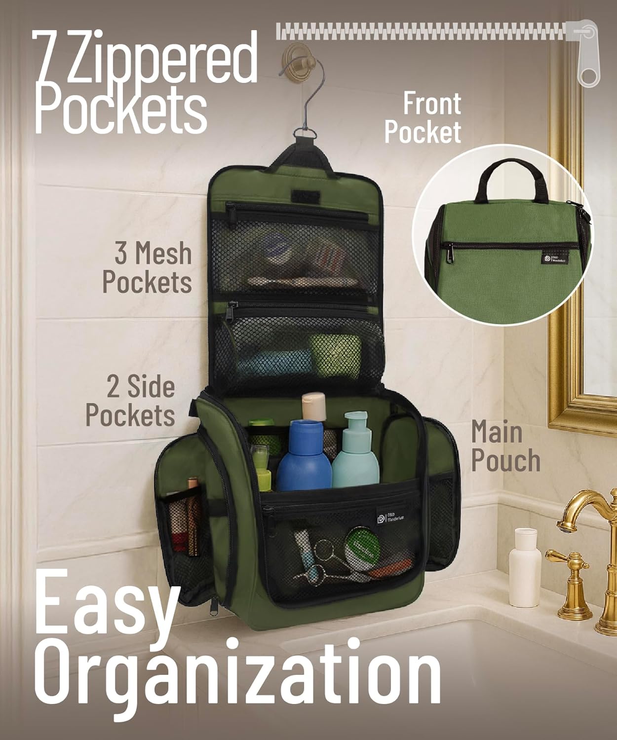 DD D&D Wanderlust D&D Hanging Travel Toiletry Bag for Men and Women – Cosmetics, Makeup and