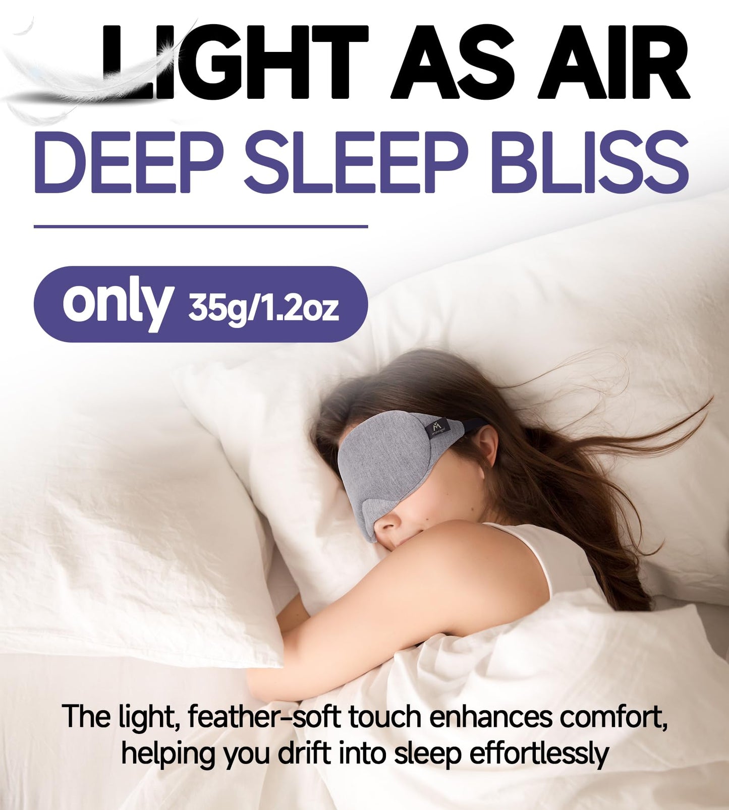 Mavogel Cotton Sleep Eye Mask, Light Blocking with Adjustable Nose Bridge