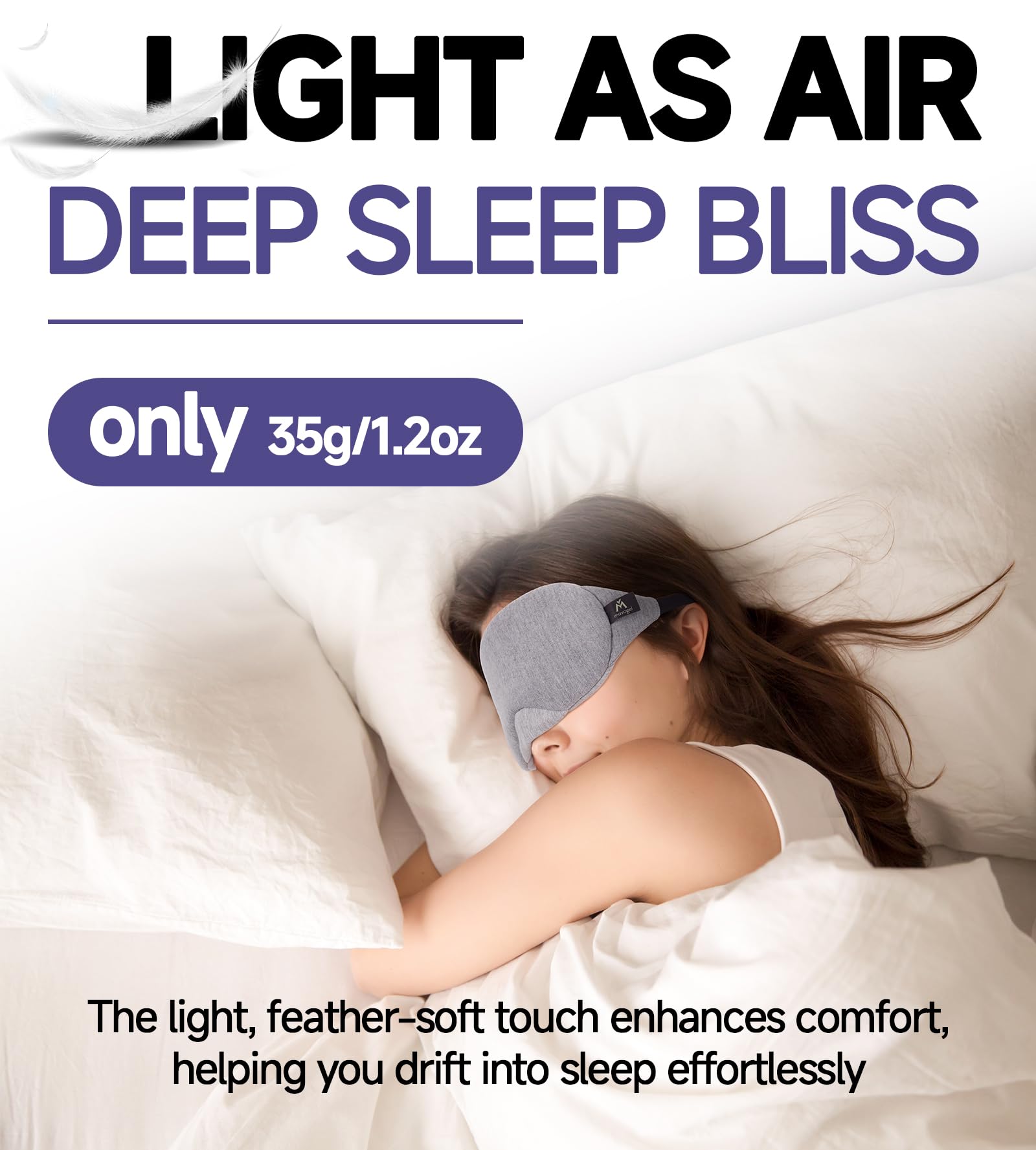 Mavogel Cotton Sleep Eye Mask, Light Blocking with Adjustable Nose Bridge
